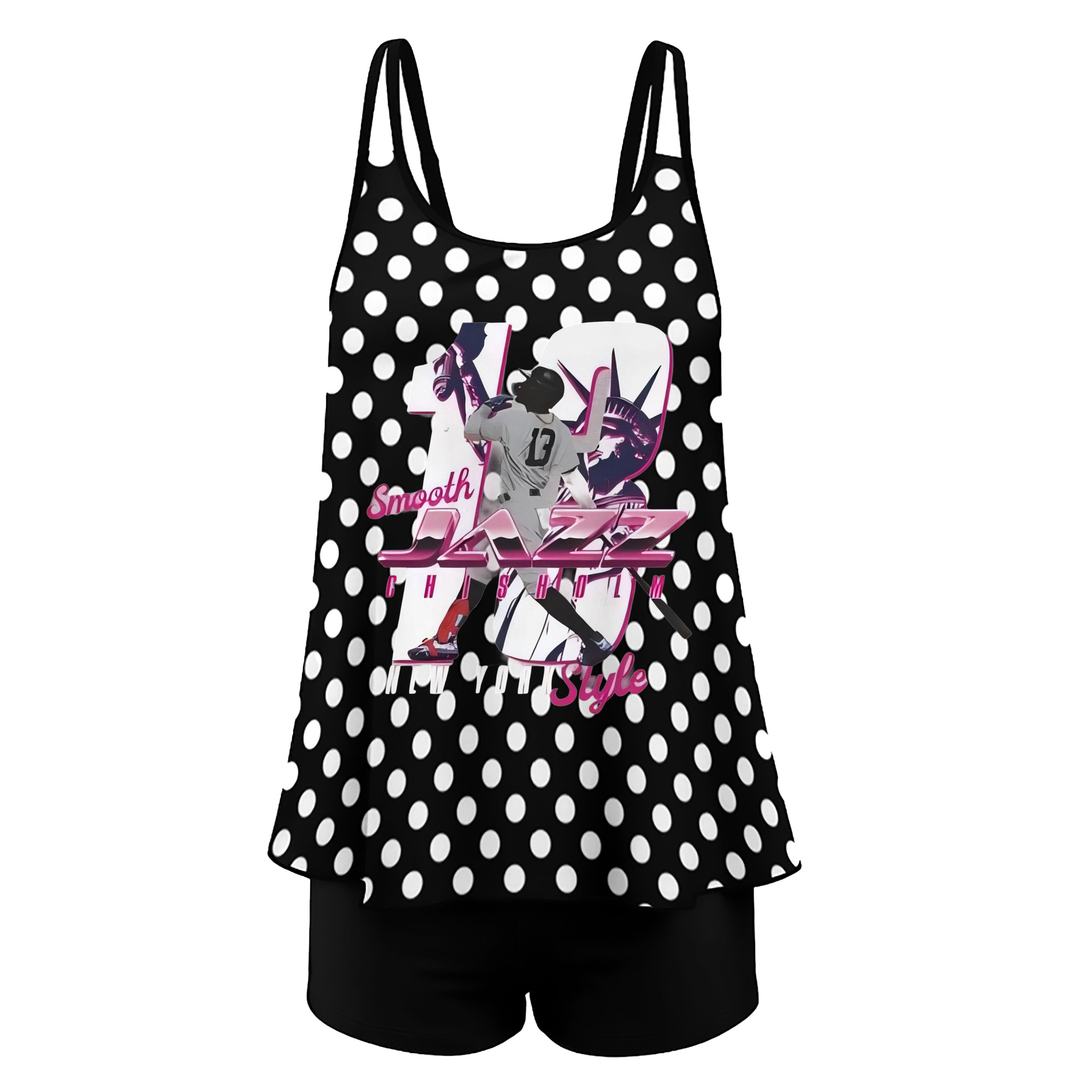 Jazz Chisholm Jr. 23 Women’s Heat Transfer Printed Two-Piece Swimsuit Set – Sexy Double Strap Bandeau Top & Boyshort Bottoms, Soft Nylon-Spandex, Perfect for Beach, Pool & Vacation