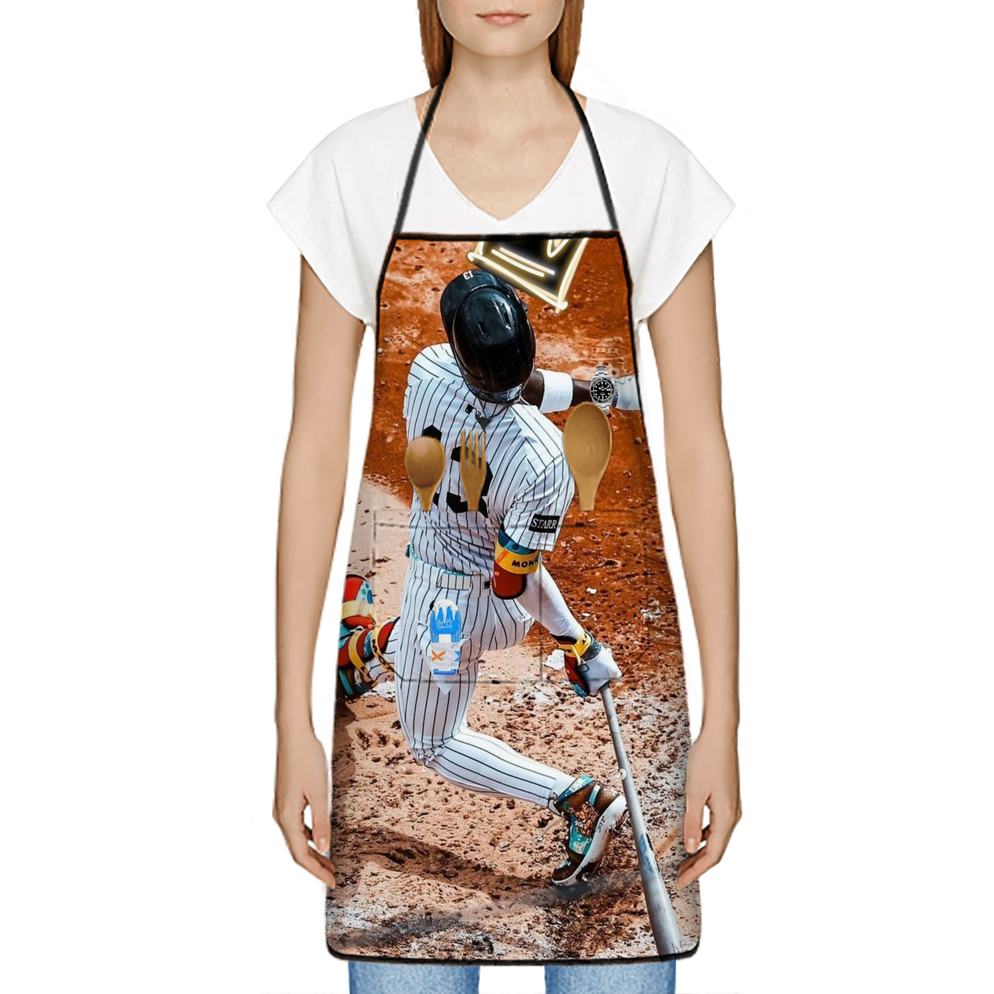 Jazz Chisholm Jr. 35 Stain-Resistant Polyester Apron With Pocket – Full Print, Waterproof, Anti-Wrinkle, Anti-Pilling – Ideal For Kitchen, BBQ, Restaurant, Salon & More