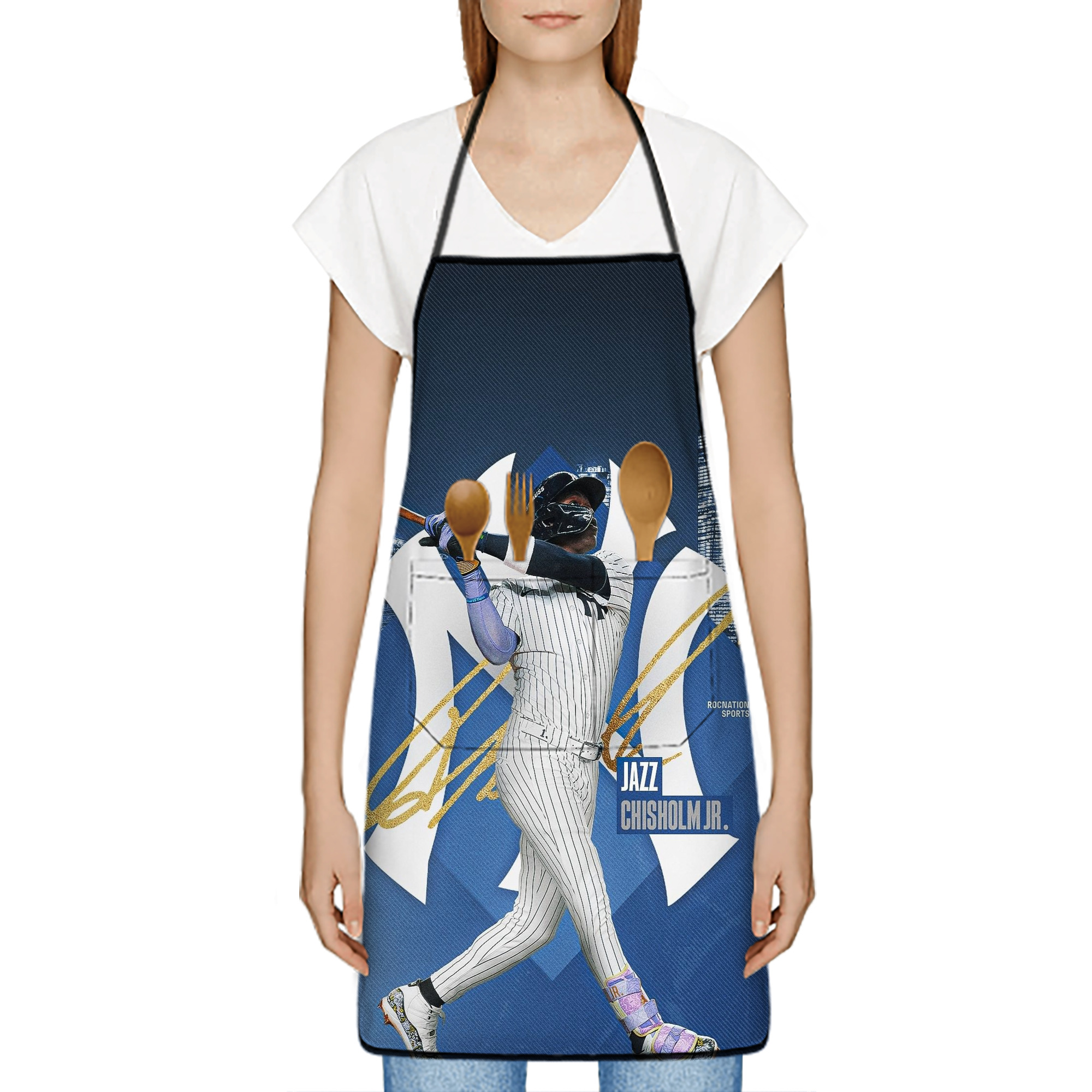 Jazz Chisholm Jr. 36 Stain-Resistant Polyester Apron With Pocket – Full Print, Waterproof, Anti-Wrinkle, Anti-Pilling – Ideal For Kitchen, BBQ, Restaurant, Salon & More