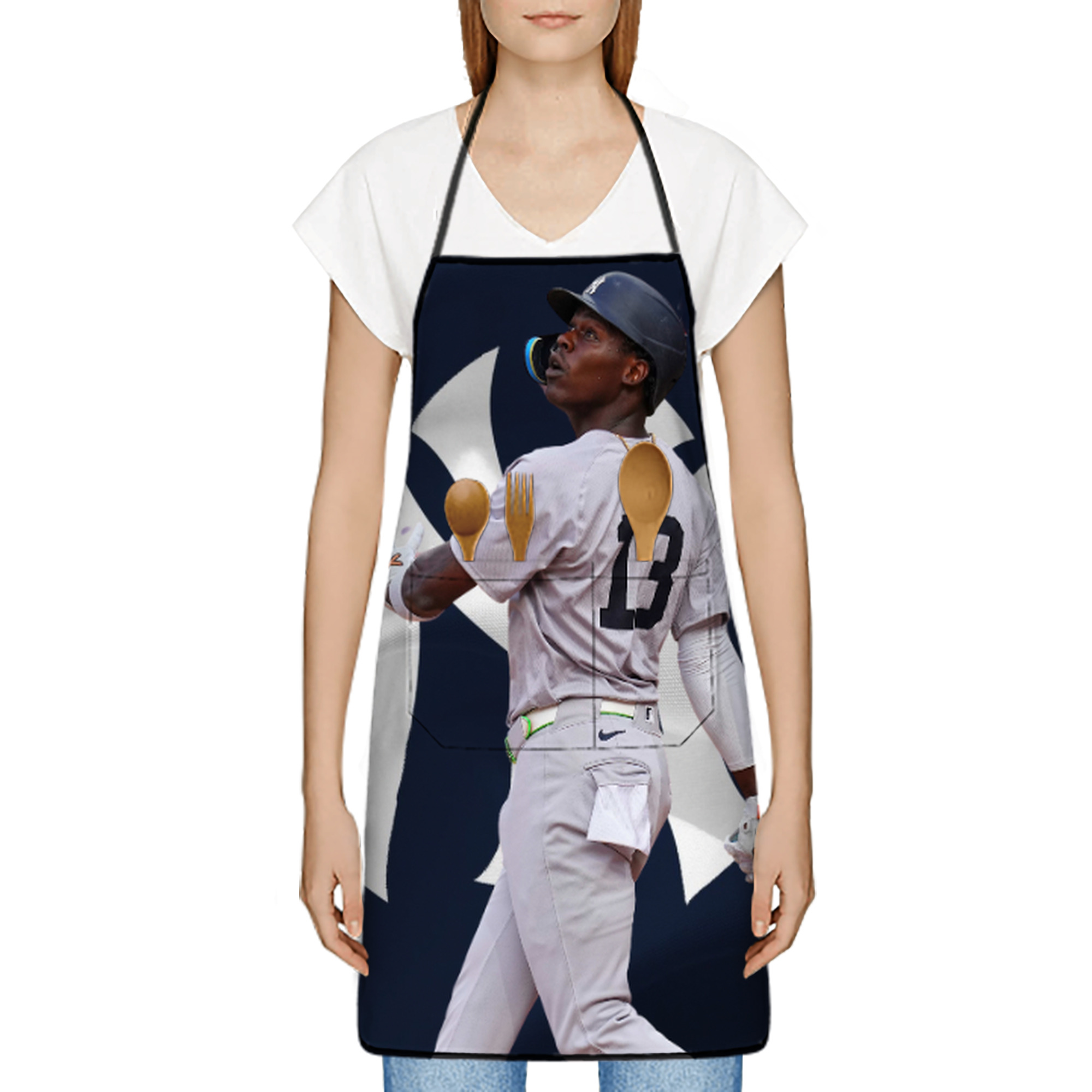 Jazz Chisholm Jr. 47 Stain-Resistant Polyester Apron With Pocket – Full Print, Waterproof, Anti-Wrinkle, Anti-Pilling – Ideal For Kitchen, BBQ, Restaurant, Salon & More