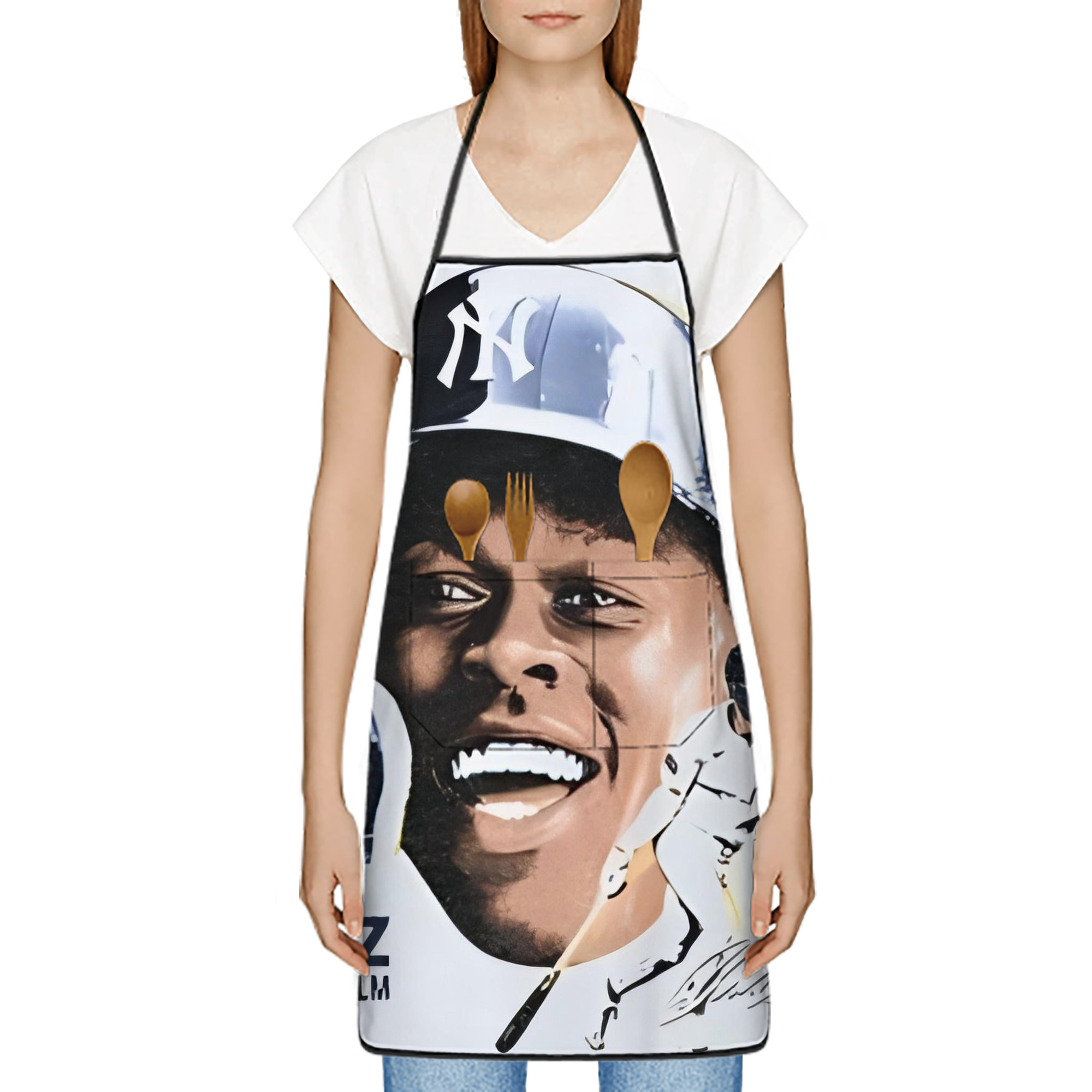 Jazz Chisholm Jr. 52 Stain-Resistant Polyester Apron With Pocket – Full Print, Waterproof, Anti-Wrinkle, Anti-Pilling – Ideal For Kitchen, BBQ, Restaurant, Salon & More