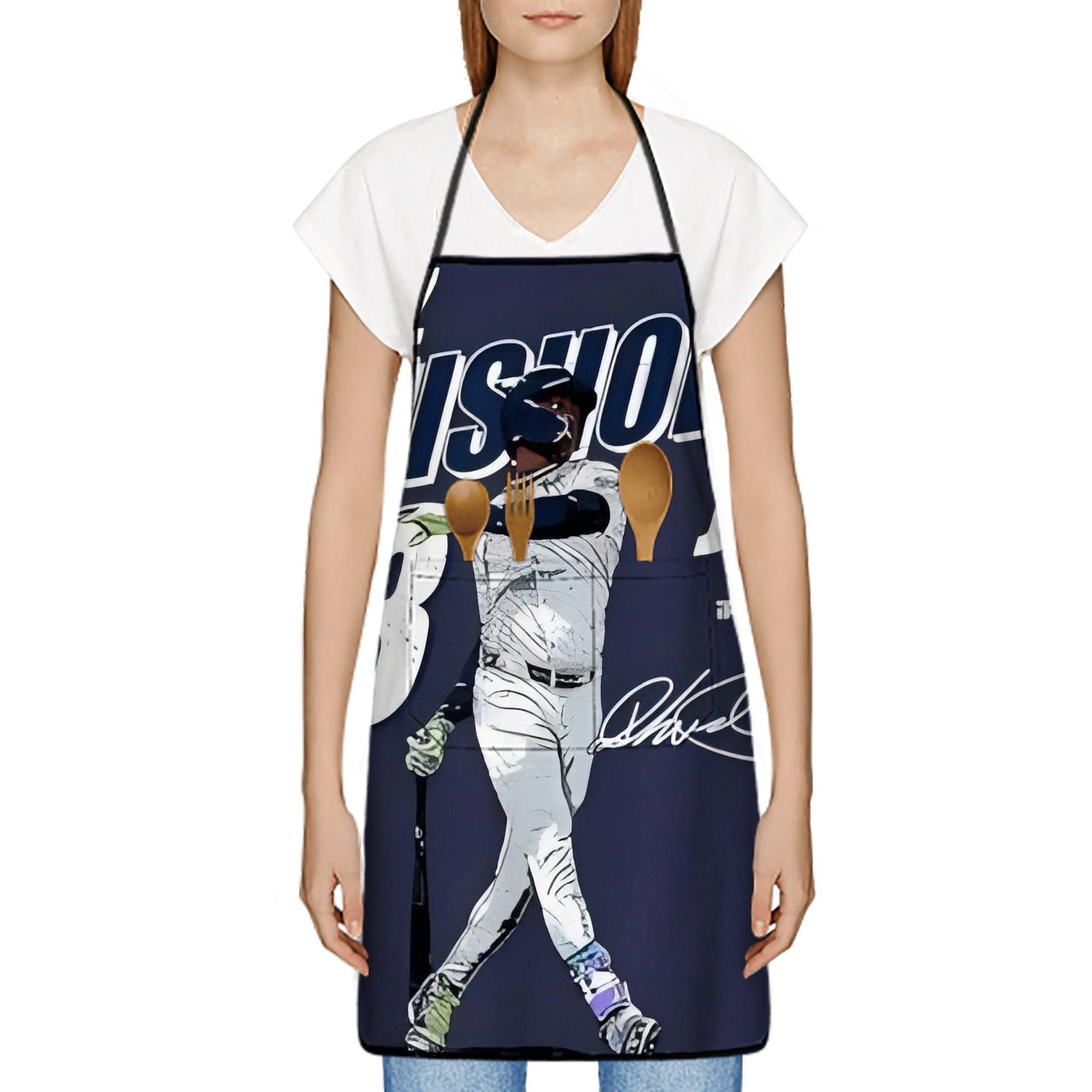 Jazz Chisholm Jr. 59 Stain-Resistant Polyester Apron With Pocket – Full Print, Waterproof, Anti-Wrinkle, Anti-Pilling – Ideal For Kitchen, BBQ, Restaurant, Salon & More