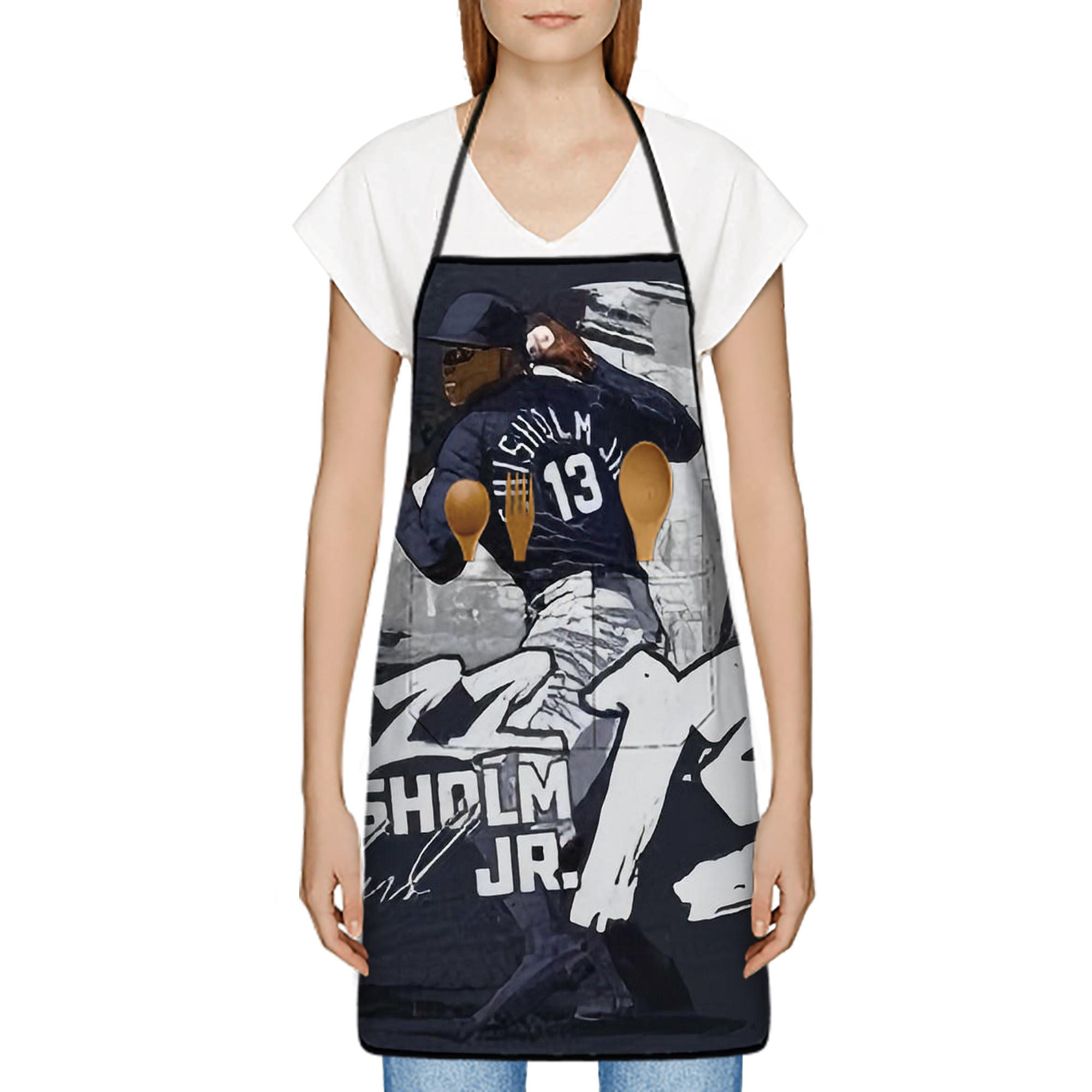 Jazz Chisholm Jr. 61 Stain-Resistant Polyester Apron With Pocket – Full Print, Waterproof, Anti-Wrinkle, Anti-Pilling – Ideal For Kitchen, BBQ, Restaurant, Salon & More