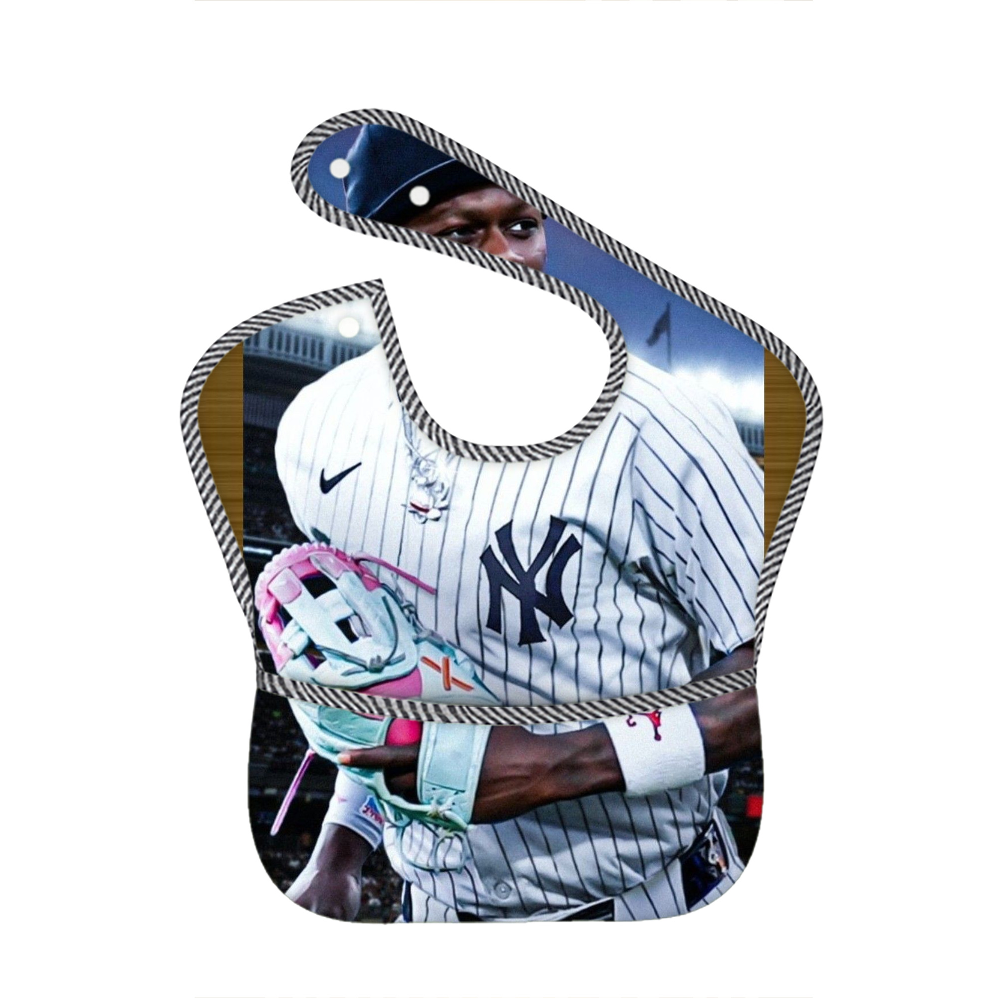 Jazz Chisholm Jr. 44 Adjustable Waterproof Toddler Bib – Full-Print Durable Polyester – Foldable Crumb Pocket – Easy Snap Closure – Soft