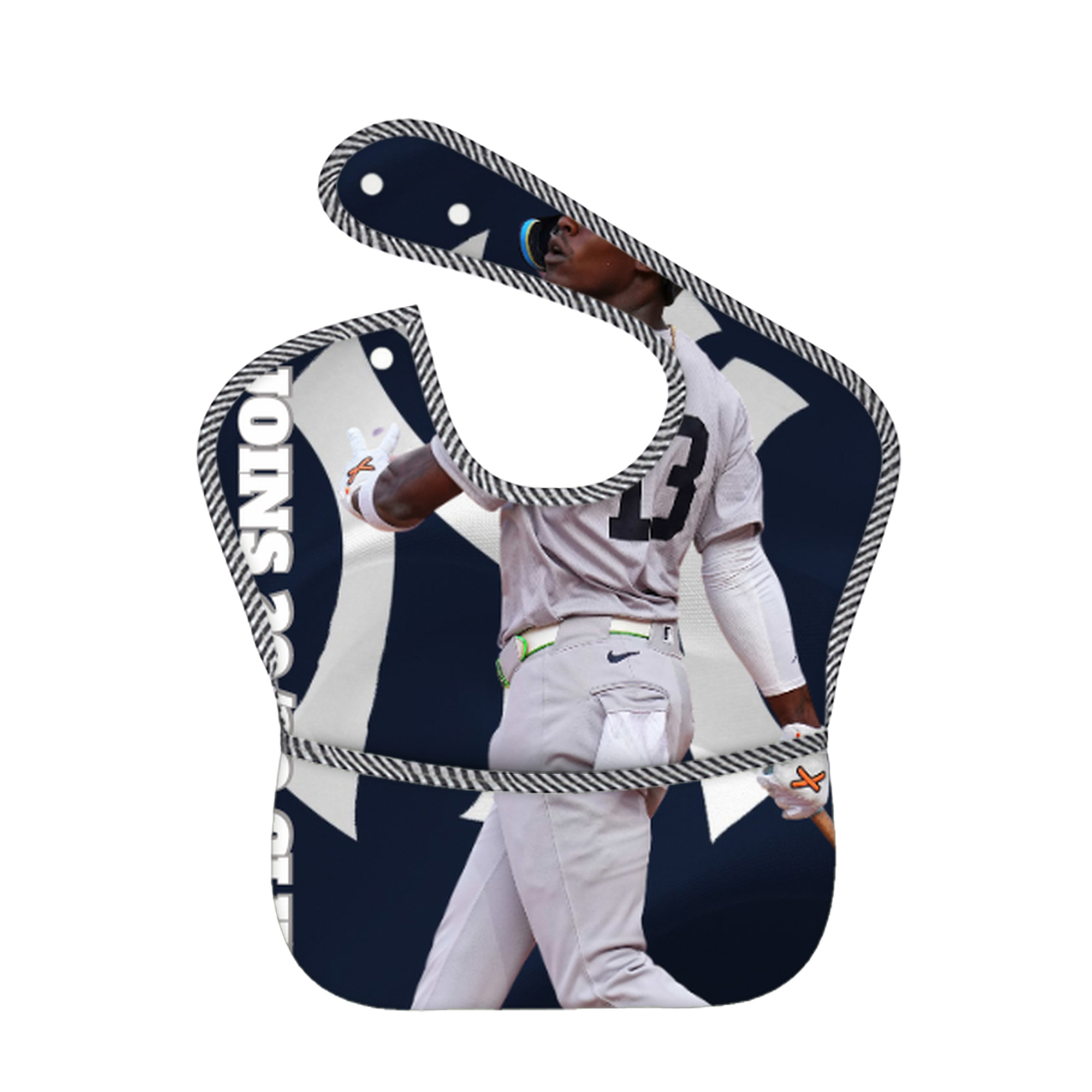 Jazz Chisholm Jr. 47 Adjustable Waterproof Toddler Bib – Full-Print Durable Polyester – Foldable Crumb Pocket – Easy Snap Closure – Soft