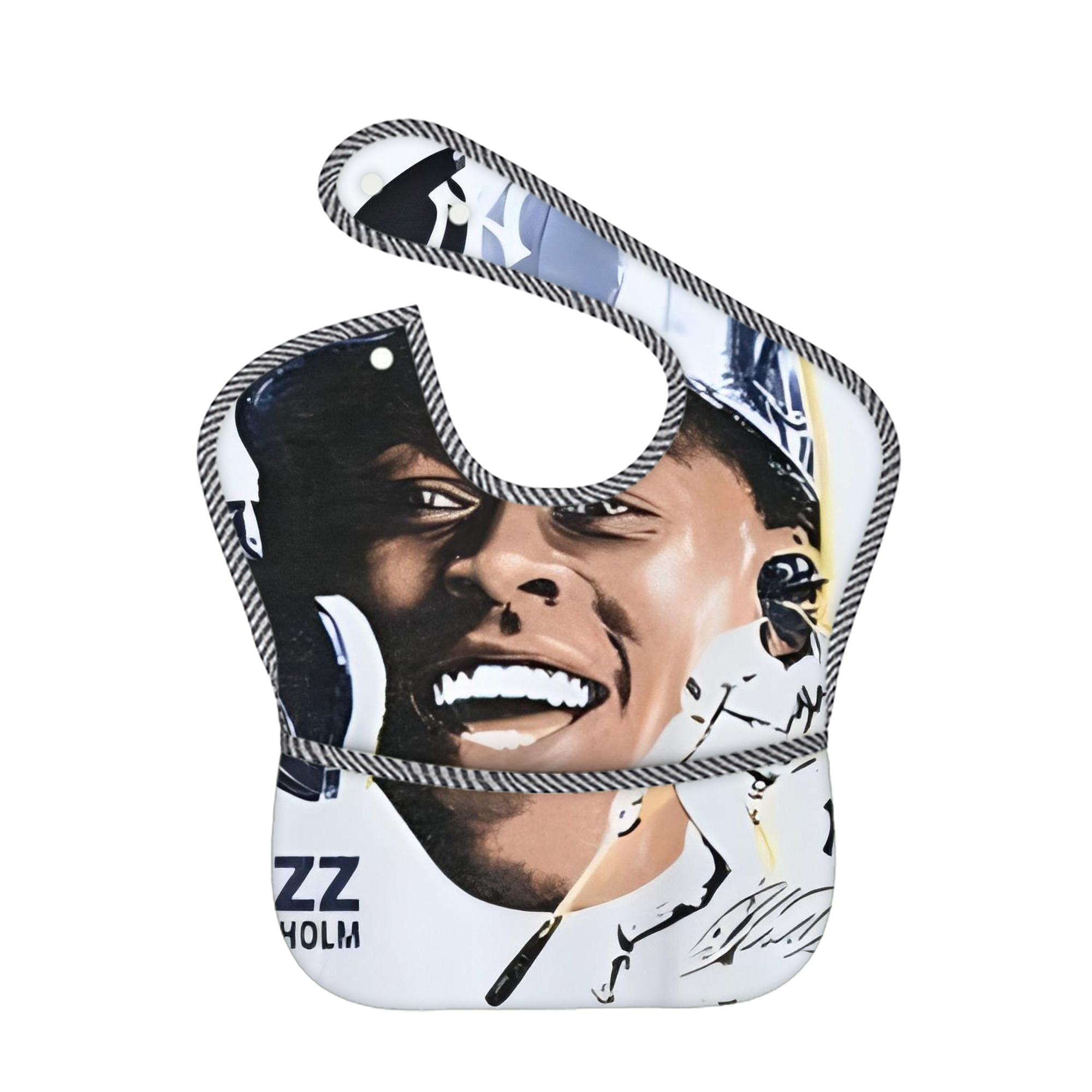 Jazz Chisholm Jr. 52 Adjustable Waterproof Toddler Bib – Full-Print Durable Polyester – Foldable Crumb Pocket – Easy Snap Closure – Soft