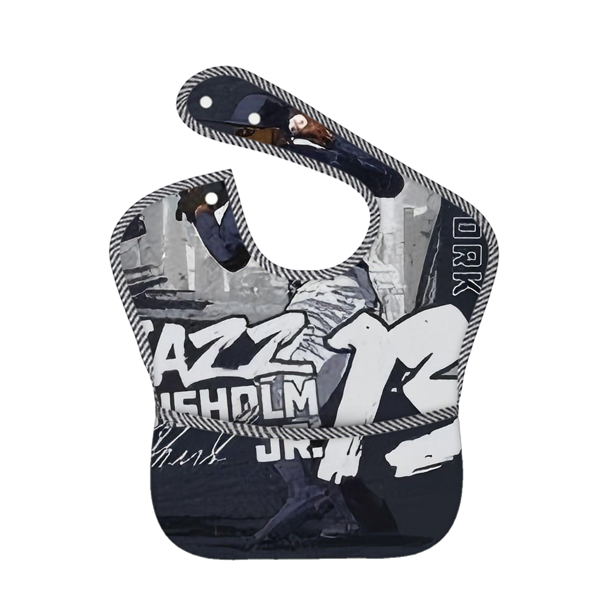 Jazz Chisholm Jr. 61 Adjustable Waterproof Toddler Bib – Full-Print Durable Polyester – Foldable Crumb Pocket – Easy Snap Closure – Soft