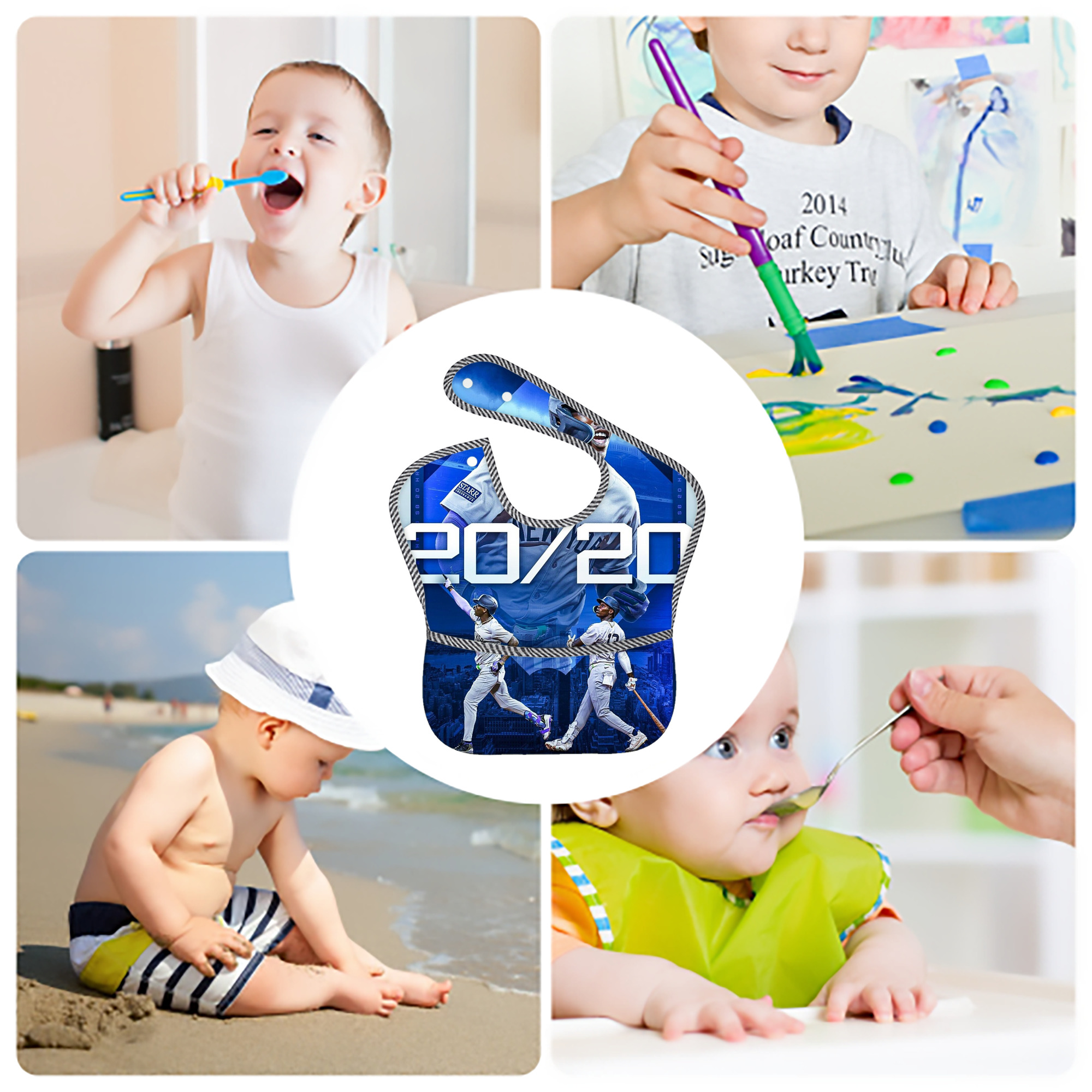 Jazz Chisholm Jr. 34 Adjustable Waterproof Toddler Bib – Full-Print Durable Polyester – Foldable Crumb Pocket – Easy Snap Closure – Soft