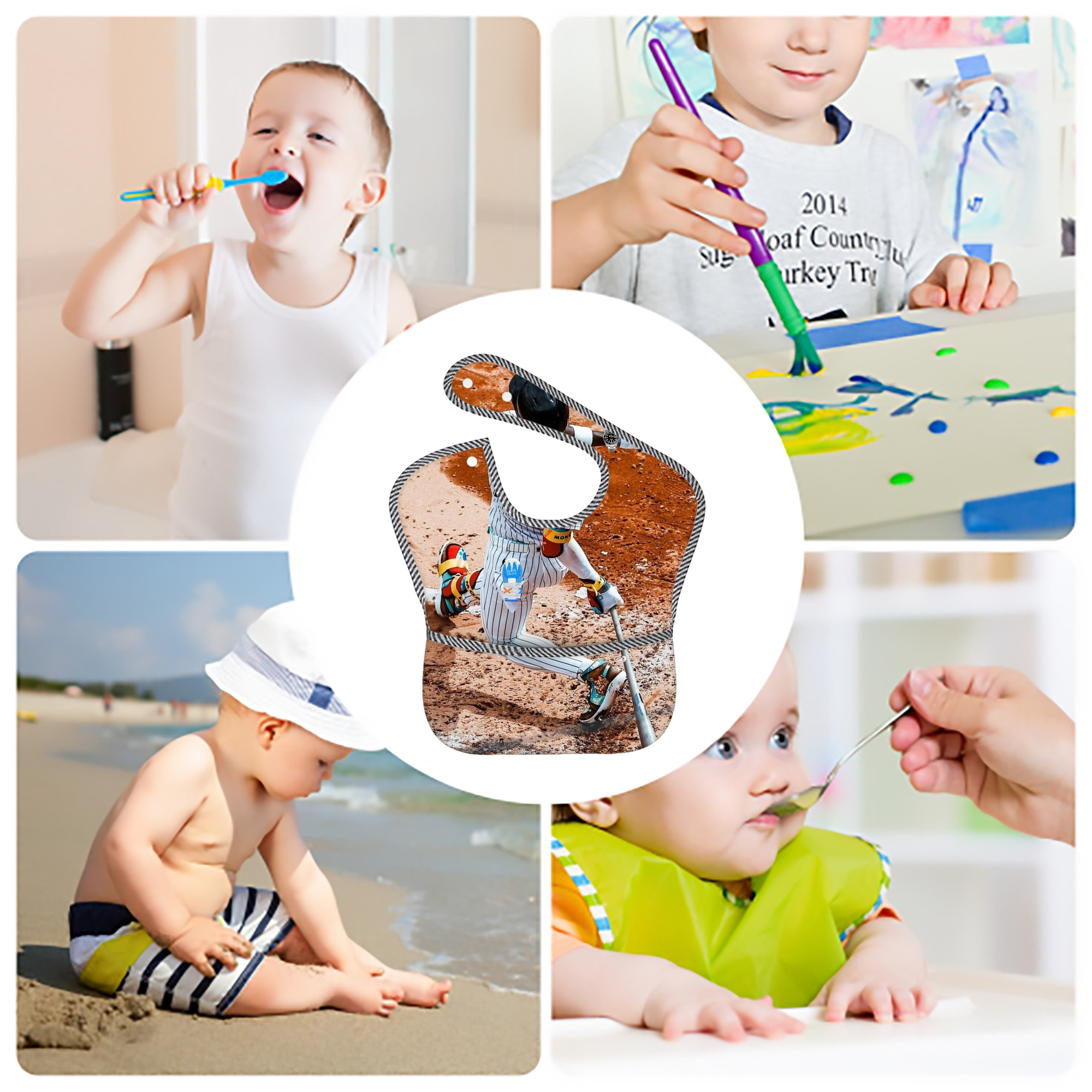 Jazz Chisholm Jr. 35 Adjustable Waterproof Toddler Bib – Full-Print Durable Polyester – Foldable Crumb Pocket – Easy Snap Closure – Soft