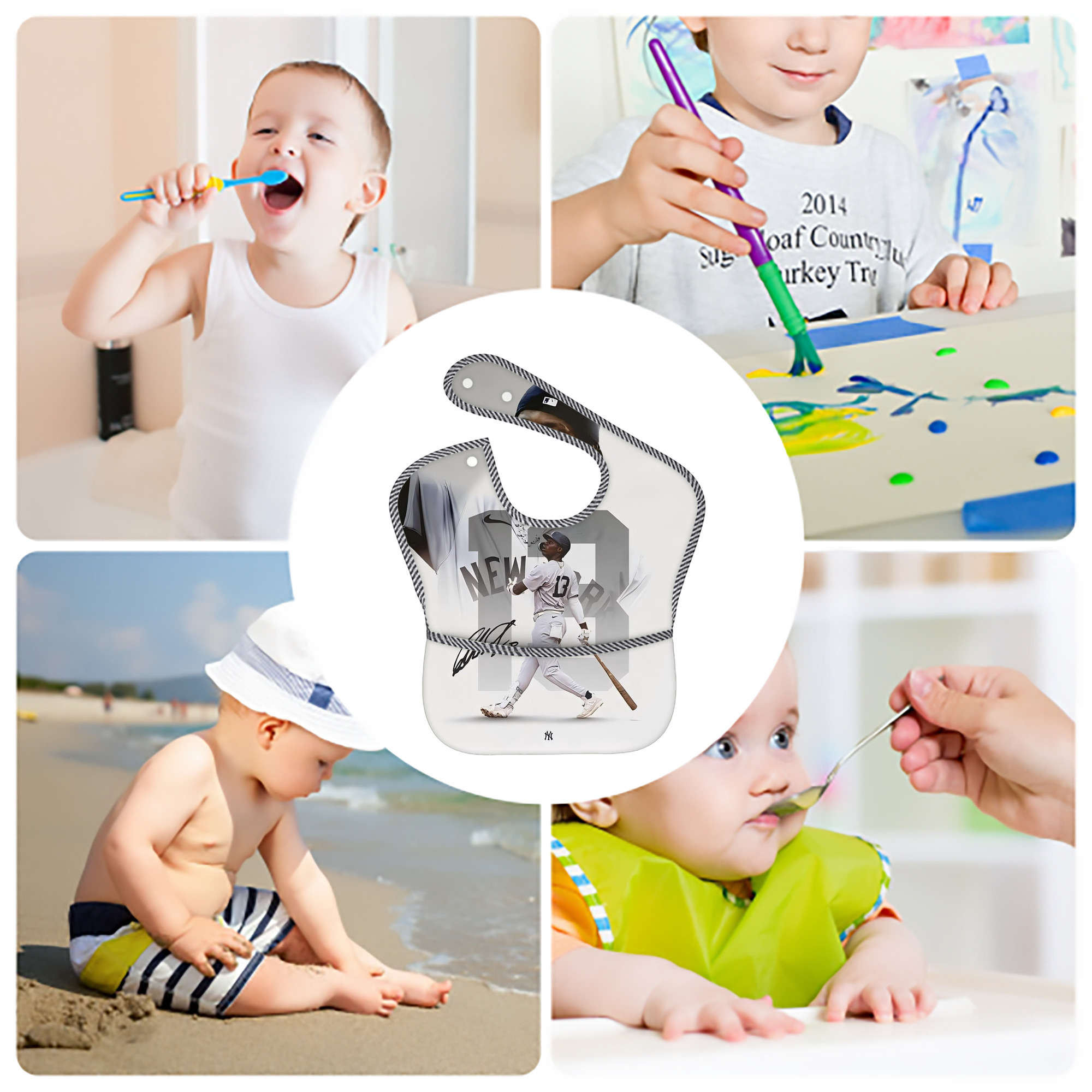 Jazz Chisholm Jr. 50 Adjustable Waterproof Toddler Bib – Full-Print Durable Polyester – Foldable Crumb Pocket – Easy Snap Closure – Soft