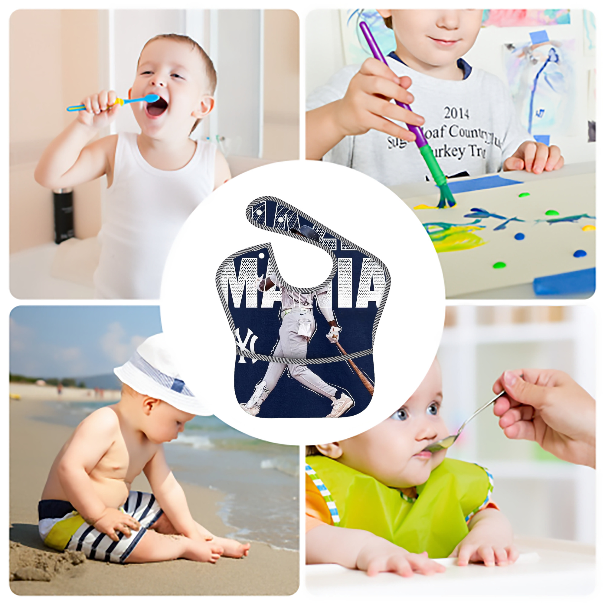 Jazz Chisholm Jr. 51 Adjustable Waterproof Toddler Bib – Full-Print Durable Polyester – Foldable Crumb Pocket – Easy Snap Closure – Soft