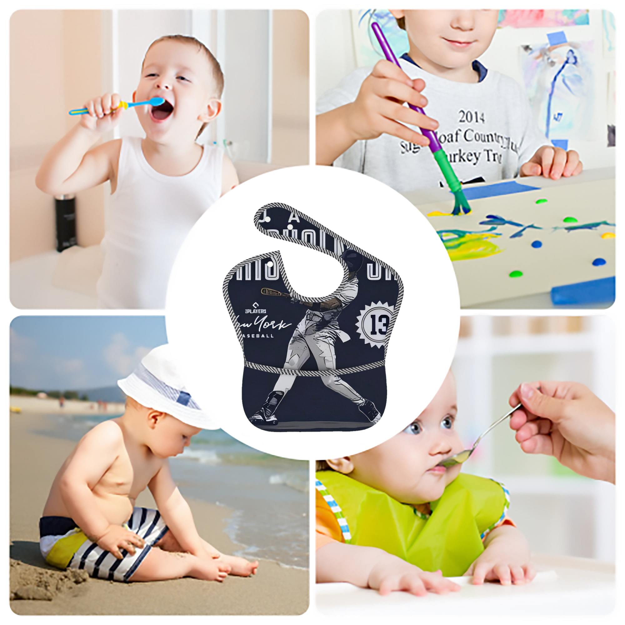 Jazz Chisholm Jr. 60 Adjustable Waterproof Toddler Bib – Full-Print Durable Polyester – Foldable Crumb Pocket – Easy Snap Closure – Soft