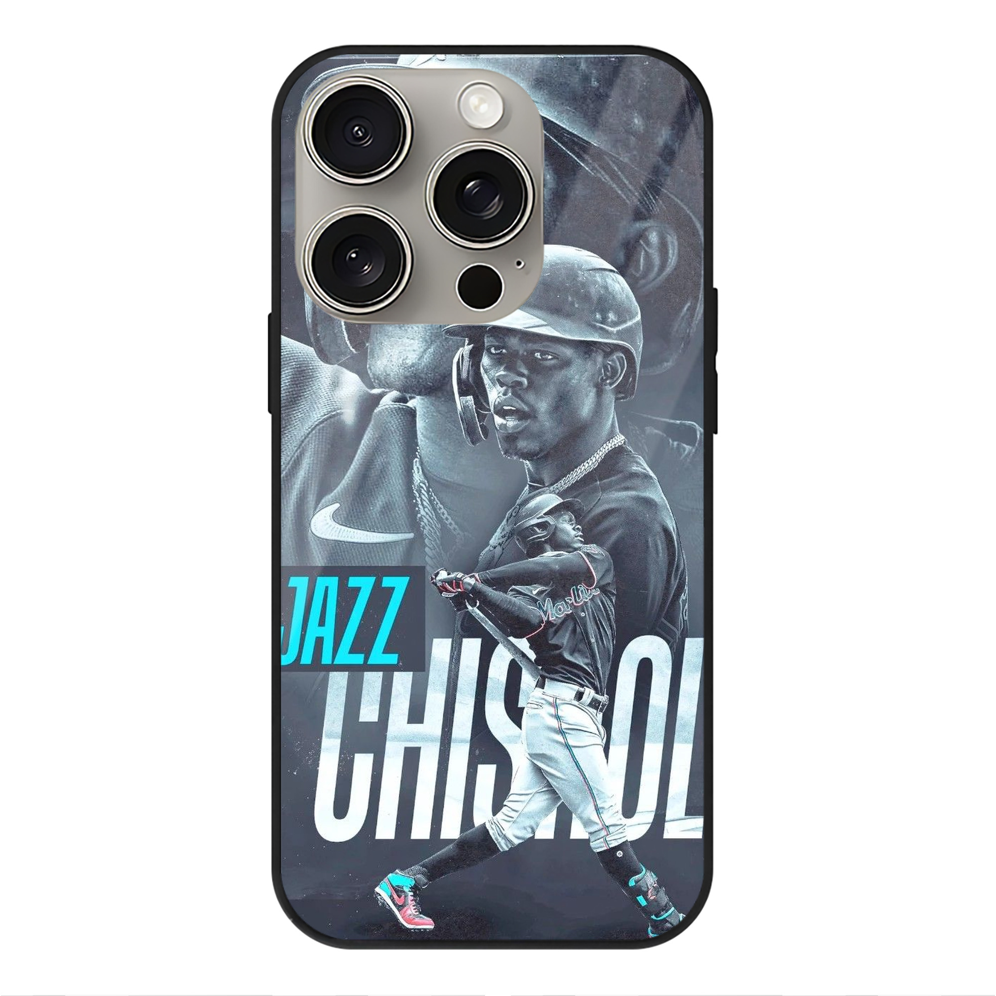 Jazz Chisholm Jr. 45 IPhone 15 Pro Mirror Phone Case – UV Printed Glass + TPU – Scratch-Resistant, Wireless Charging Compatible, Precise Fit & Stylish Design