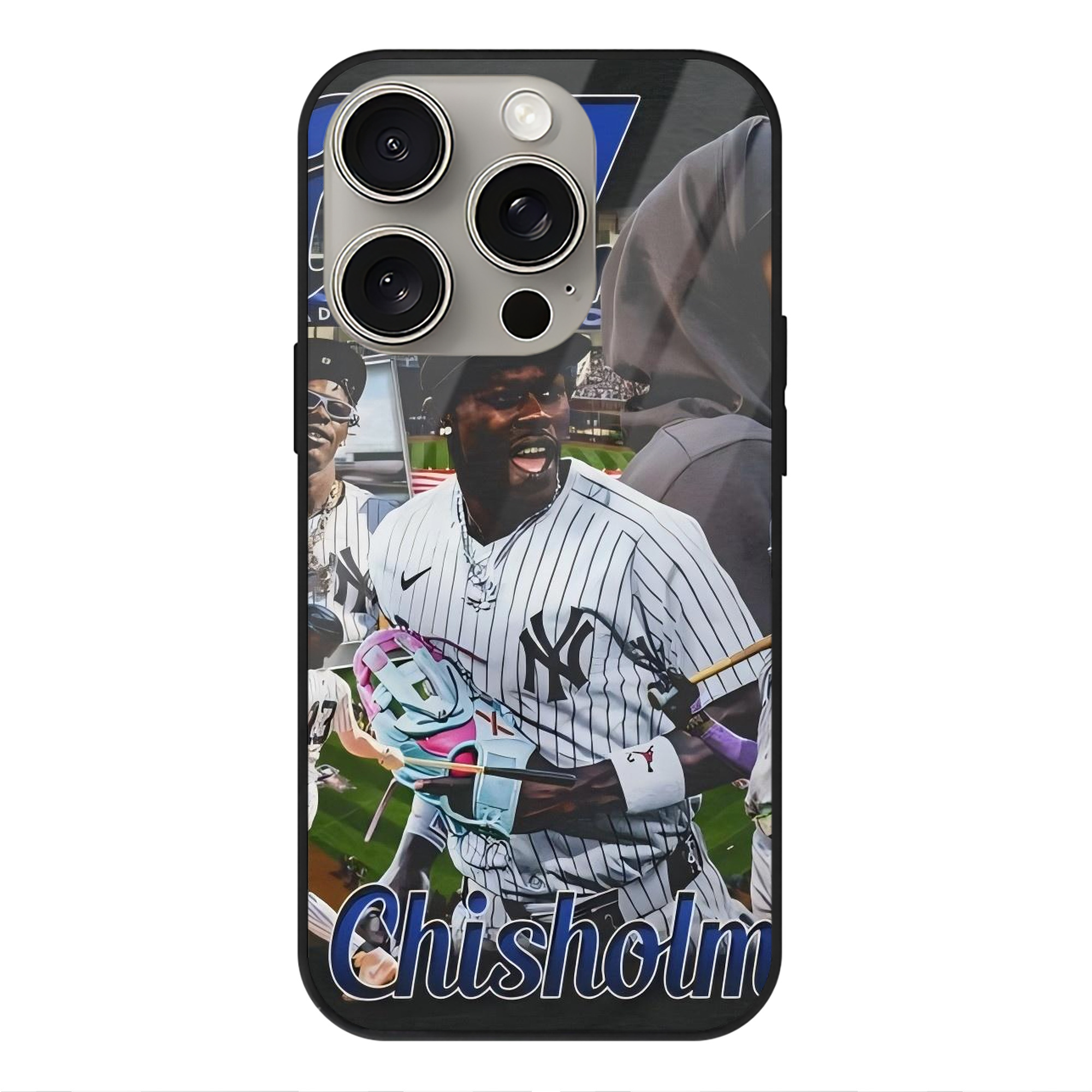 Jazz Chisholm Jr. 55 IPhone 15 Pro Mirror Phone Case – UV Printed Glass + TPU – Scratch-Resistant, Wireless Charging Compatible, Precise Fit & Stylish Design