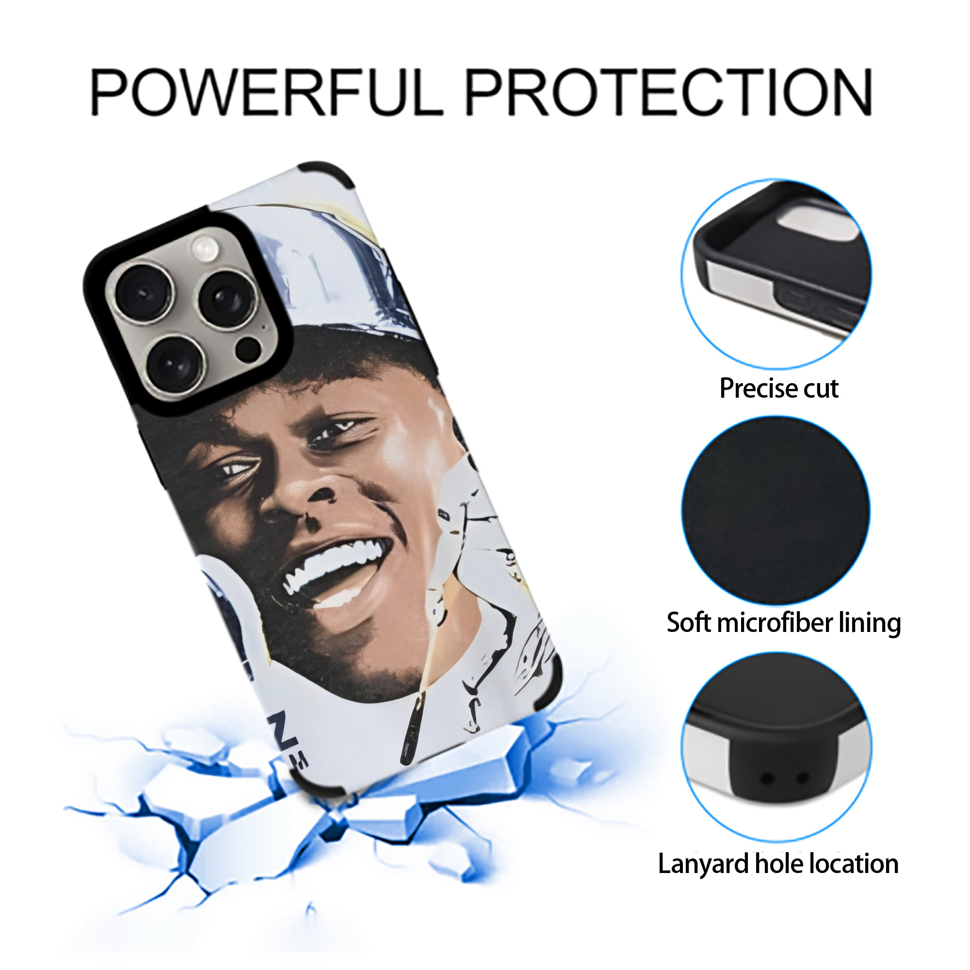 Jazz Chisholm Jr. 52 IPhone 15 Pro Max PU Leather Case – Soft Lining, 360° Protection – Precise Fit, 3D Buttons, Easy Charging – Anti-Yellowing, Easy To Clean