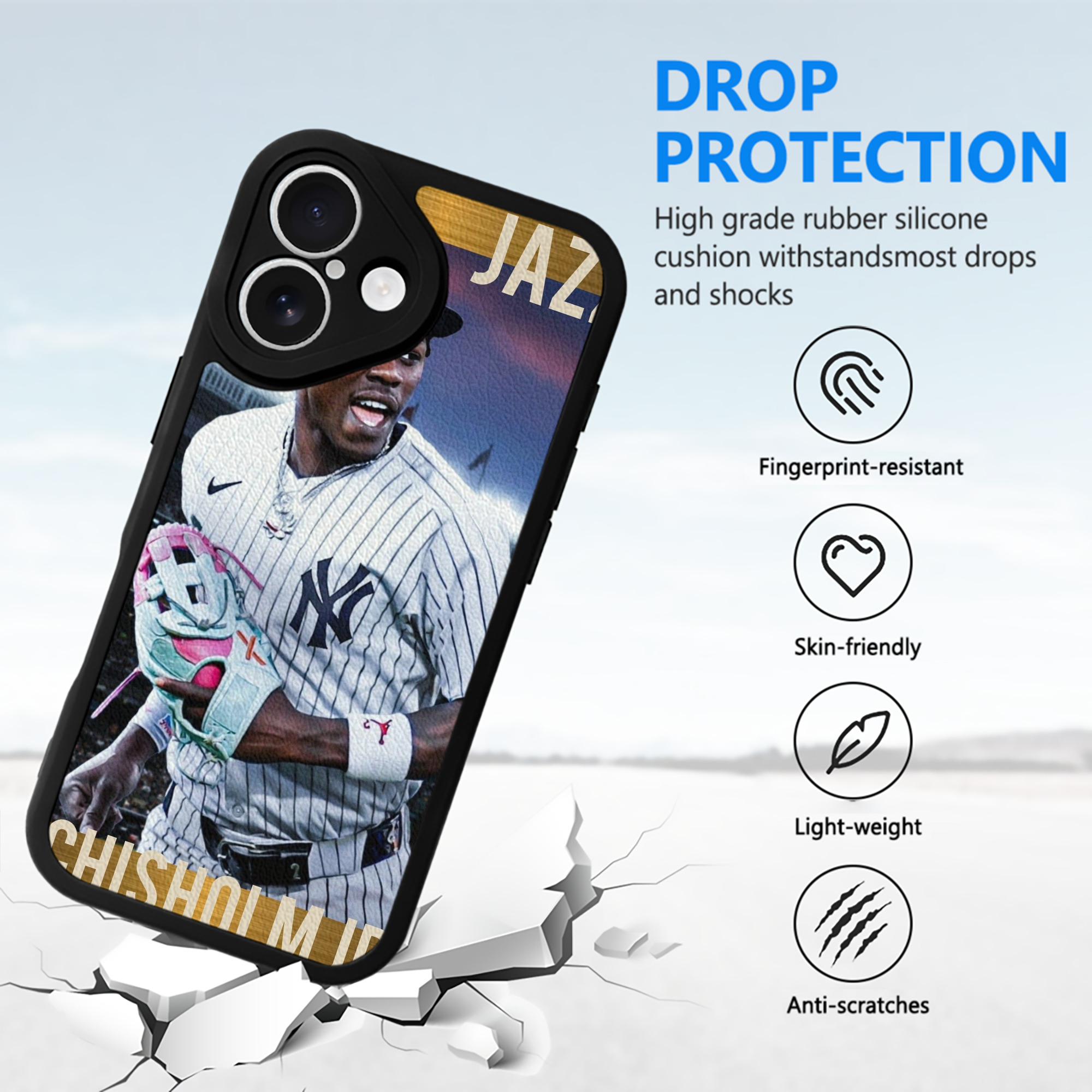 Jazz Chisholm Jr. 44 IPhone 16 Silicone Leather Case – UV Print, Lambskin Texture – Perfect Fit, Wireless Charging Compatible, Scratch Resistant, Precise Cutouts – Stylish Protection For IPhone 16