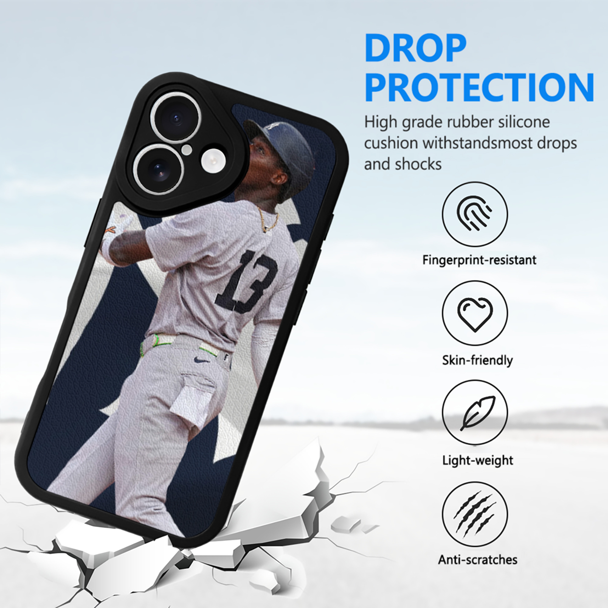 Jazz Chisholm Jr. 47 IPhone 16 Silicone Leather Case – UV Print, Lambskin Texture – Perfect Fit, Wireless Charging Compatible, Scratch Resistant, Precise Cutouts – Stylish Protection For IPhone 16