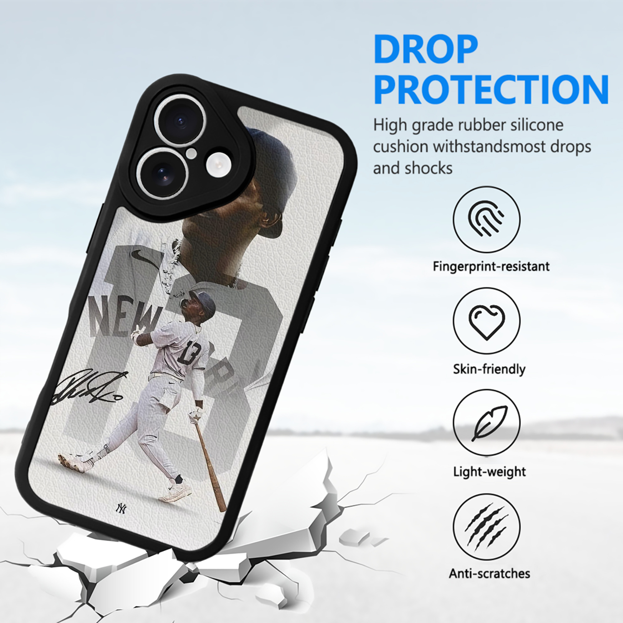 Jazz Chisholm Jr. 50 IPhone 16 Silicone Leather Case – UV Print, Lambskin Texture – Perfect Fit, Wireless Charging Compatible, Scratch Resistant, Precise Cutouts – Stylish Protection For IPhone 16