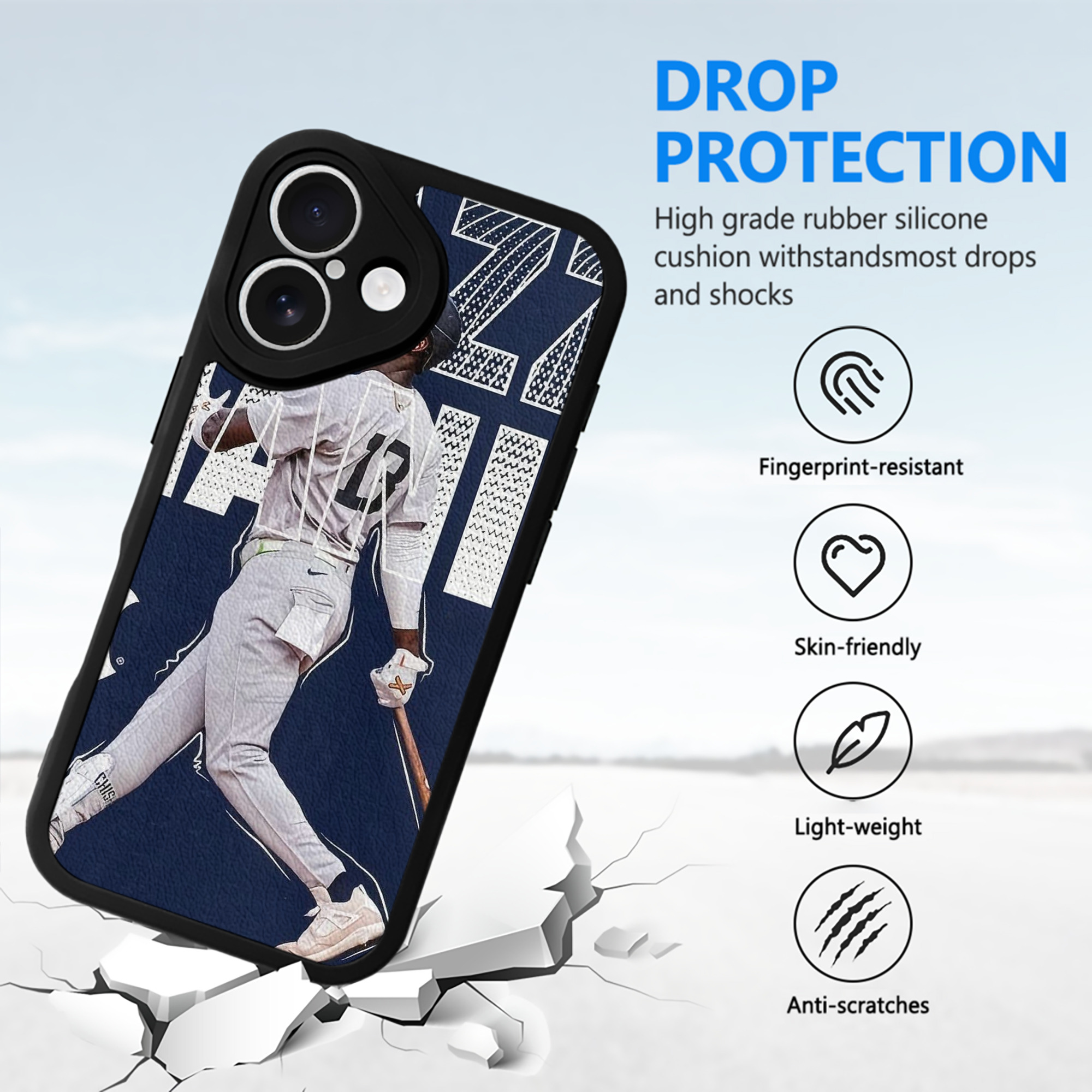 Jazz Chisholm Jr. 51 IPhone 16 Silicone Leather Case – UV Print, Lambskin Texture – Perfect Fit, Wireless Charging Compatible, Scratch Resistant, Precise Cutouts – Stylish Protection For IPhone 16