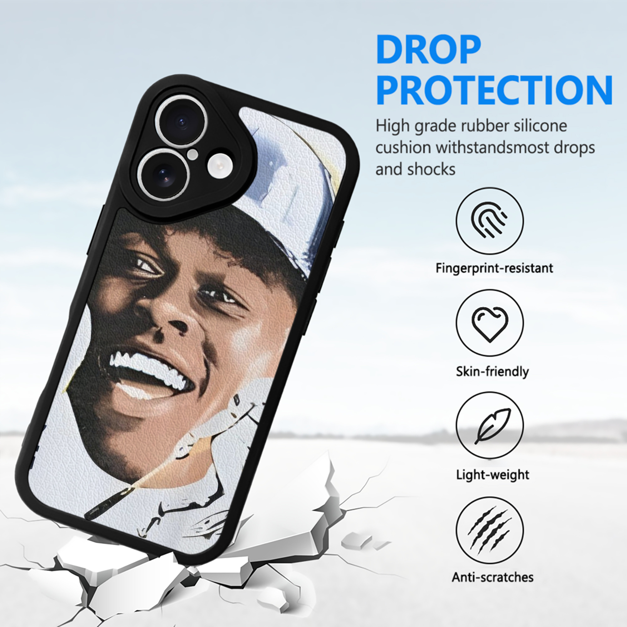 Jazz Chisholm Jr. 52 IPhone 16 Silicone Leather Case – UV Print, Lambskin Texture – Perfect Fit, Wireless Charging Compatible, Scratch Resistant, Precise Cutouts – Stylish Protection For IPhone 16