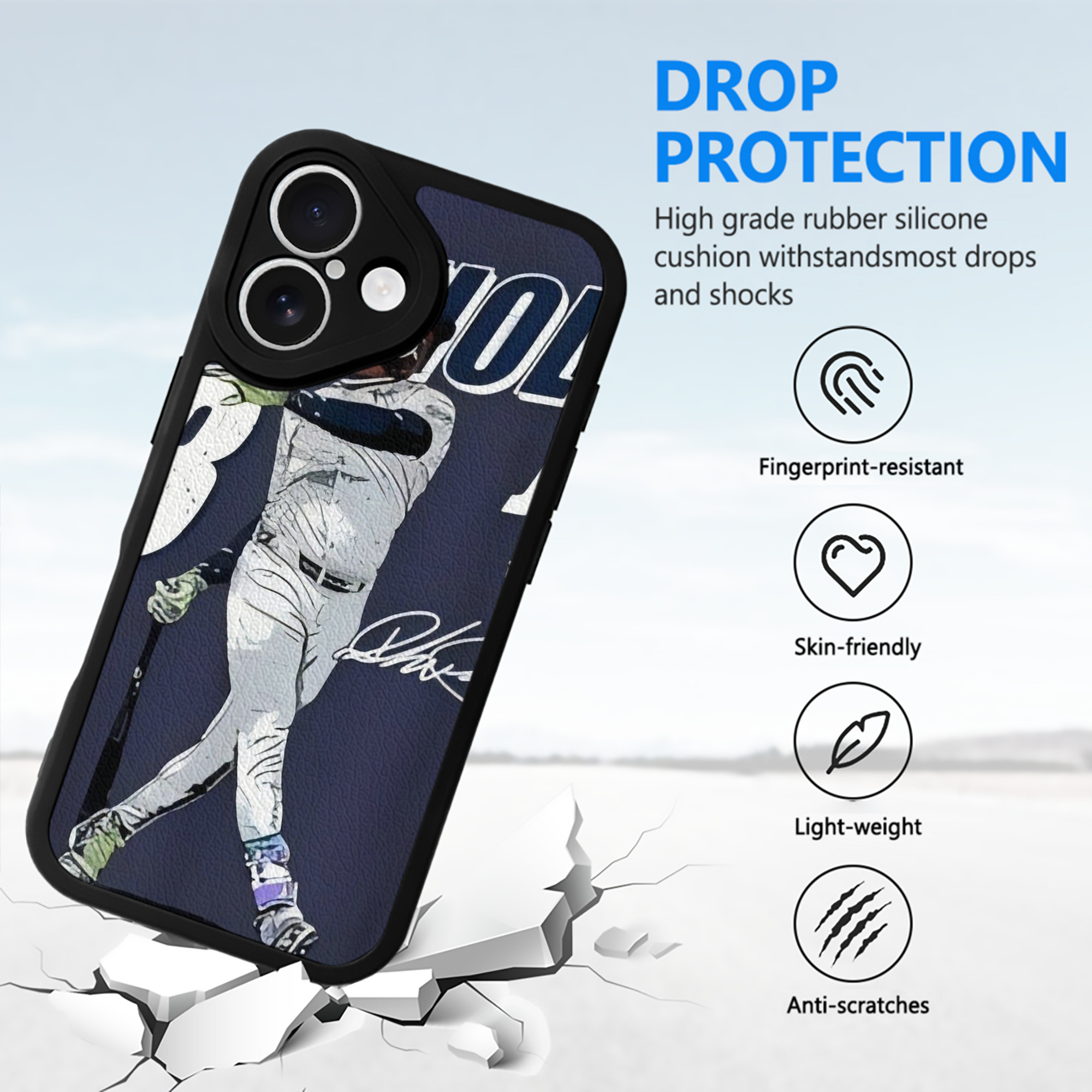 Jazz Chisholm Jr. 59 IPhone 16 Silicone Leather Case – UV Print, Lambskin Texture – Perfect Fit, Wireless Charging Compatible, Scratch Resistant, Precise Cutouts – Stylish Protection For IPhone 16