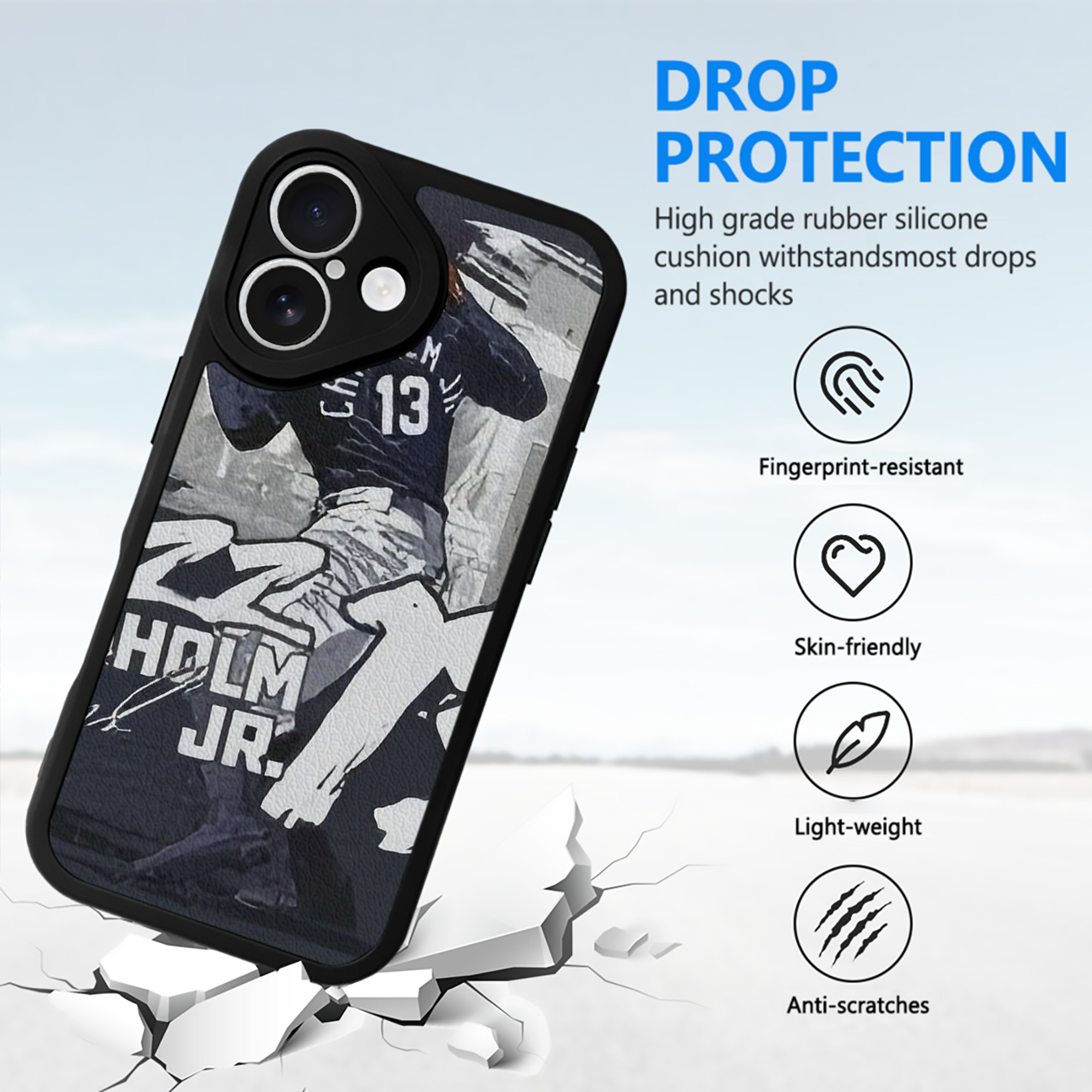 Jazz Chisholm Jr. 61 IPhone 16 Silicone Leather Case – UV Print, Lambskin Texture – Perfect Fit, Wireless Charging Compatible, Scratch Resistant, Precise Cutouts – Stylish Protection For IPhone 16