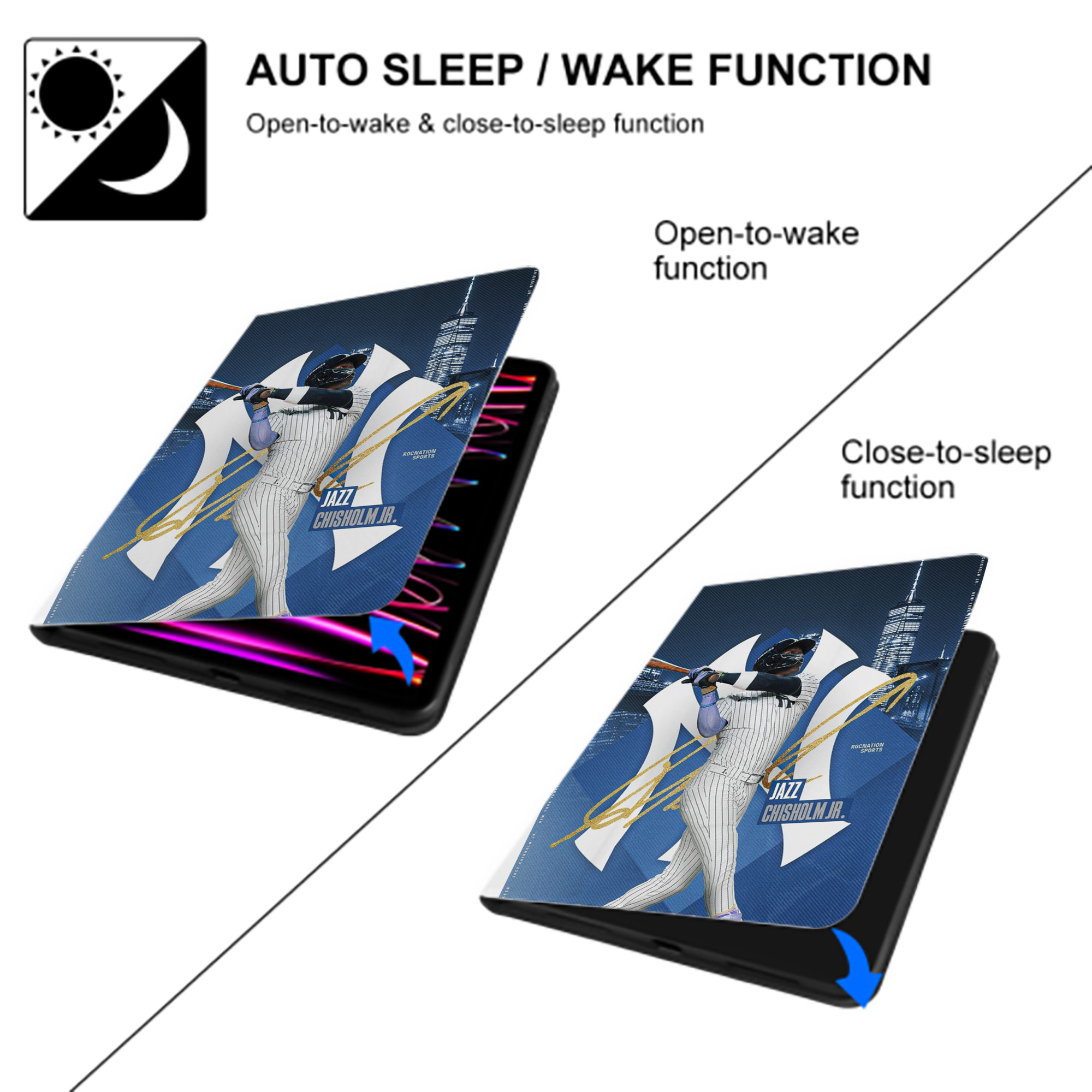 Jazz Chisholm Jr. 36 Premium Tri-Fold PU Leather & Silicone IPad Case With Pencil Slot – Fits 9.5,10.5,10.9 – Adjustable Stand, Slim, Protective