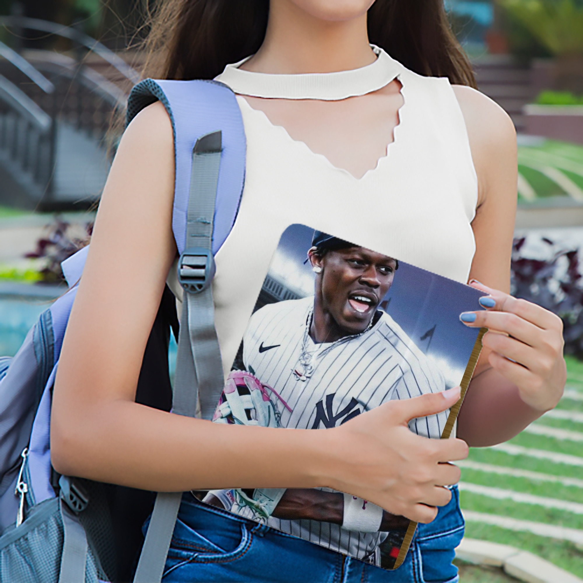 Jazz Chisholm Jr. 44 Premium Tri-Fold PU Leather & Silicone IPad Case With Pencil Slot – Fits 9.5,10.5,10.9 – Adjustable Stand, Slim, Protective