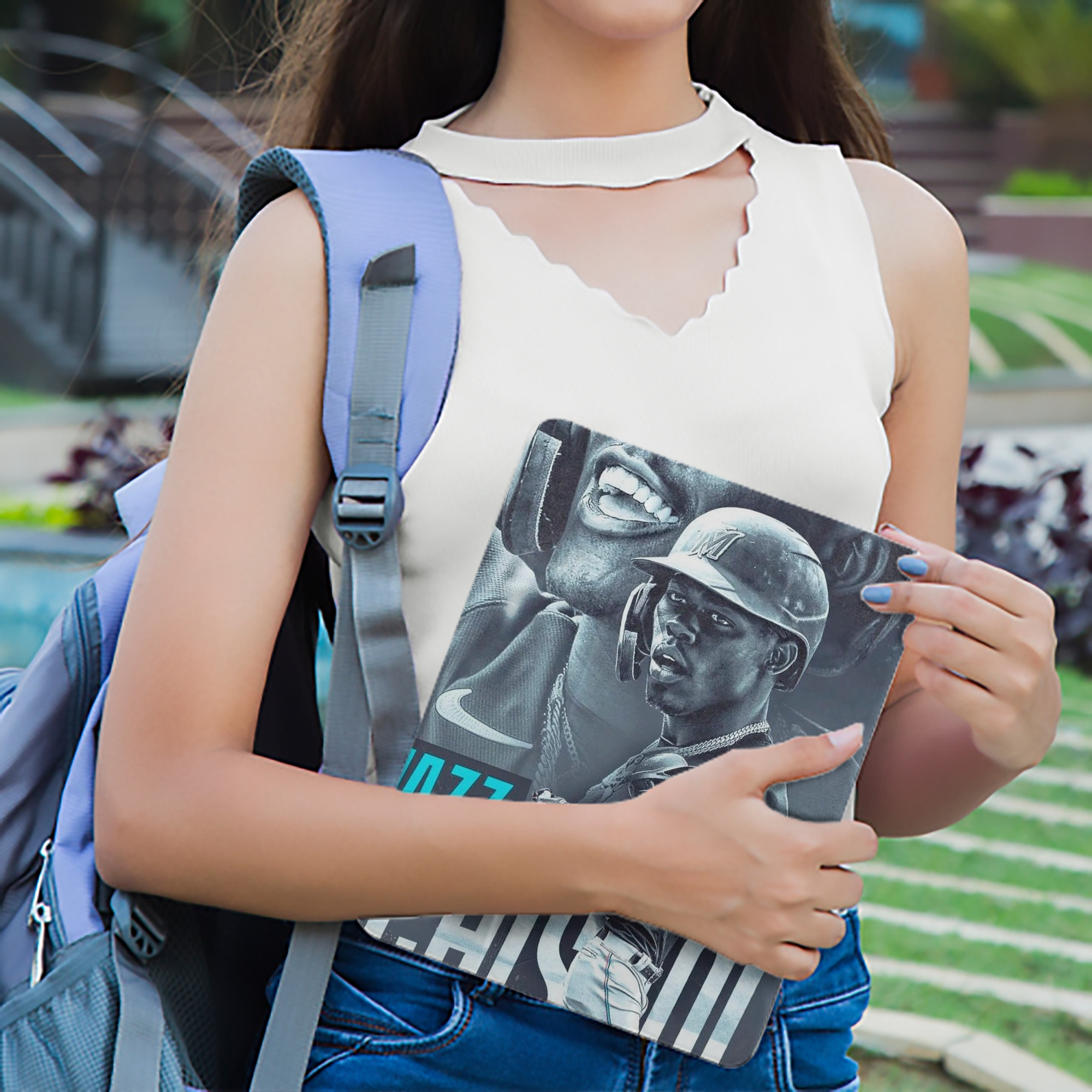 Jazz Chisholm Jr. 45 Premium Tri-Fold PU Leather & Silicone IPad Case With Pencil Slot – Fits 9.5,10.5,10.9 – Adjustable Stand, Slim, Protective