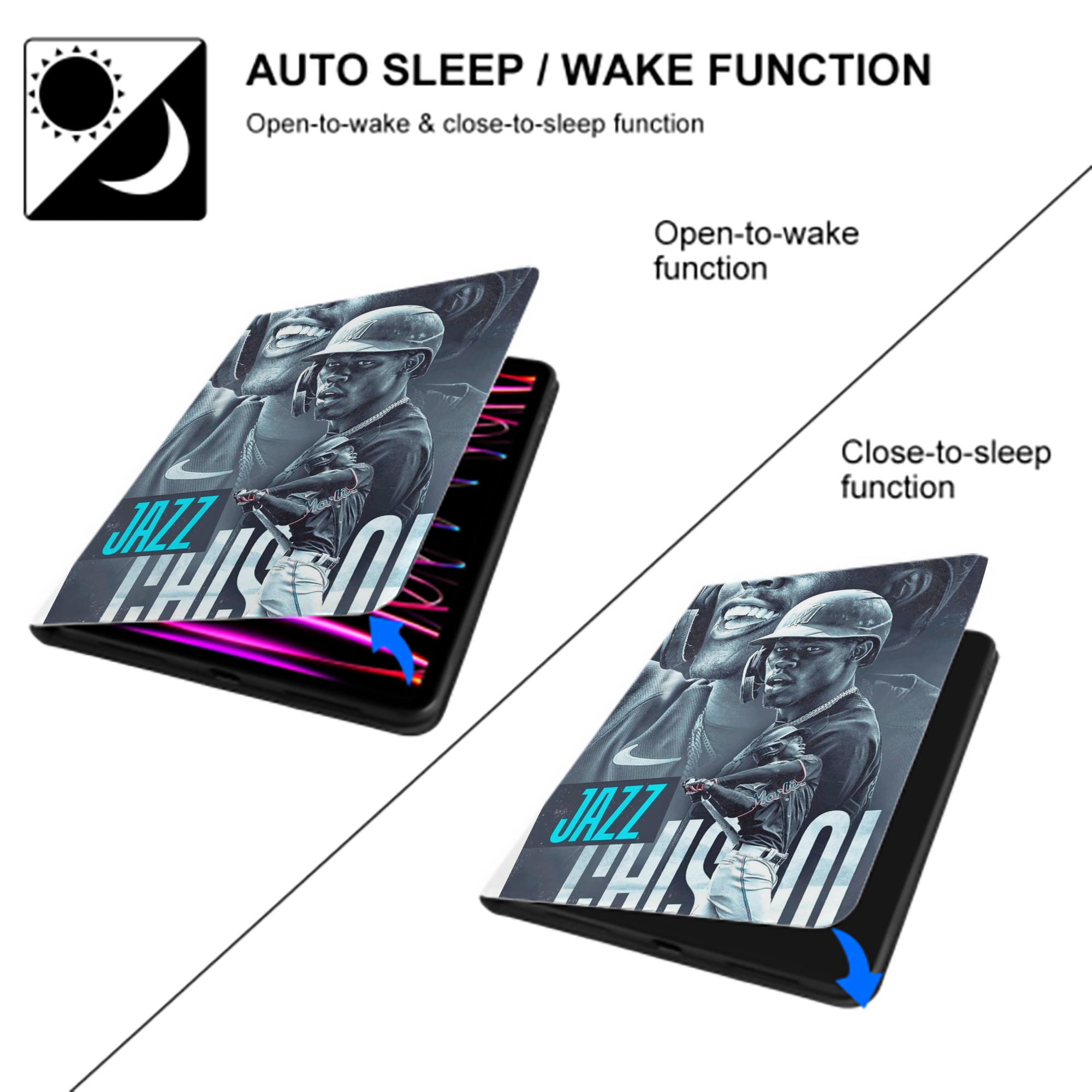 Jazz Chisholm Jr. 45 Premium Tri-Fold PU Leather & Silicone IPad Case With Pencil Slot – Fits 9.5,10.5,10.9 – Adjustable Stand, Slim, Protective