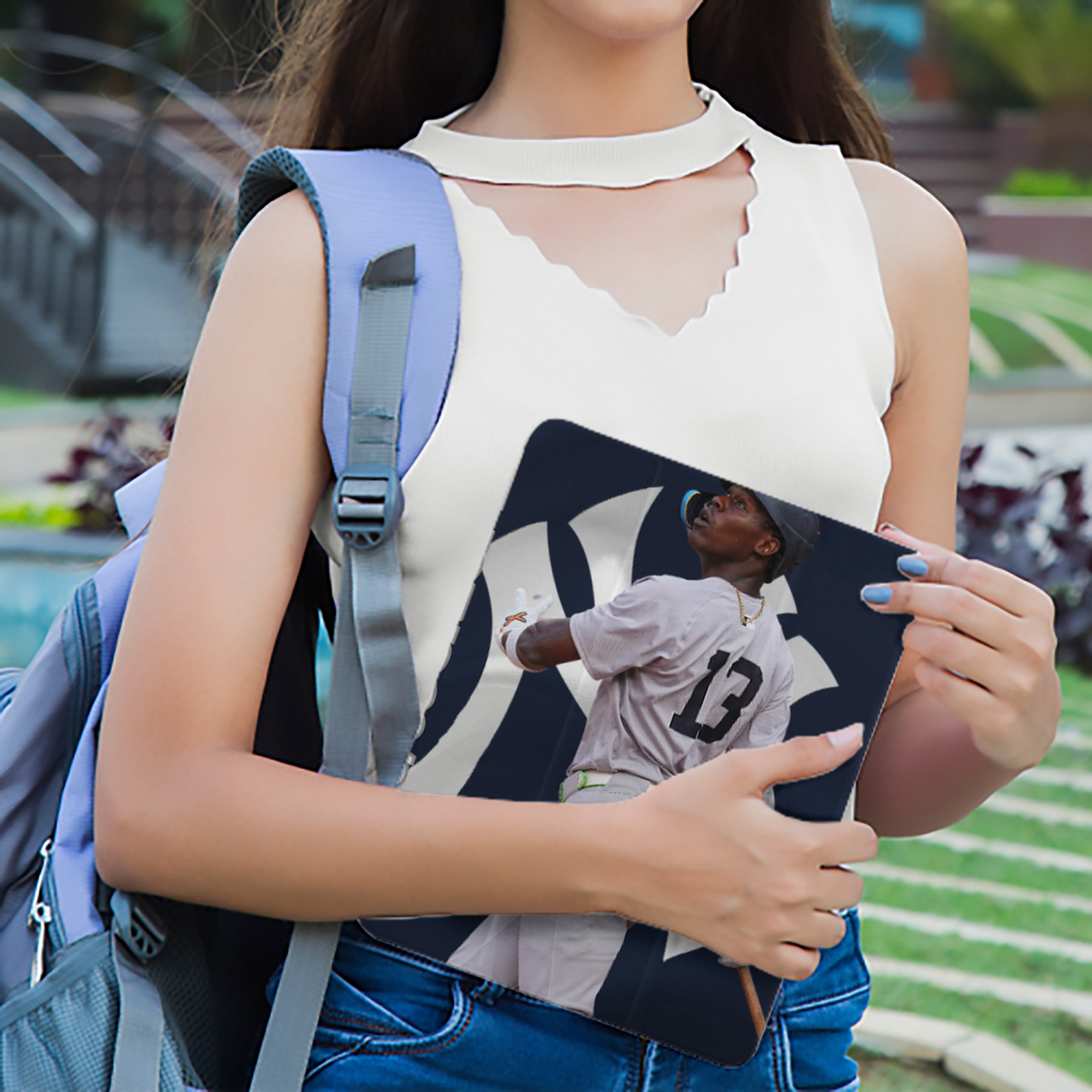 Jazz Chisholm Jr. 47 Premium Tri-Fold PU Leather & Silicone IPad Case With Pencil Slot – Fits 9.5,10.5,10.9 – Adjustable Stand, Slim, Protective