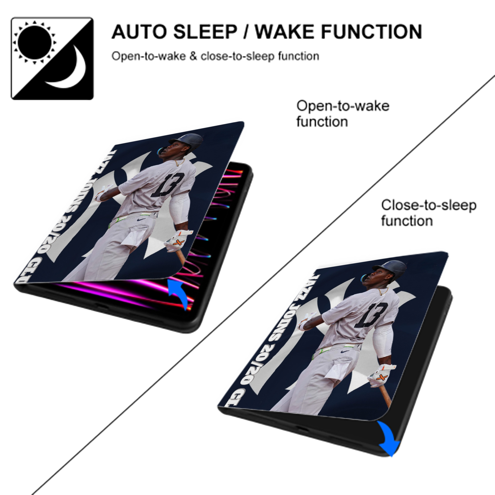 Jazz Chisholm Jr. 47 Premium Tri-Fold PU Leather & Silicone IPad Case With Pencil Slot – Fits 9.5,10.5,10.9 – Adjustable Stand, Slim, Protective