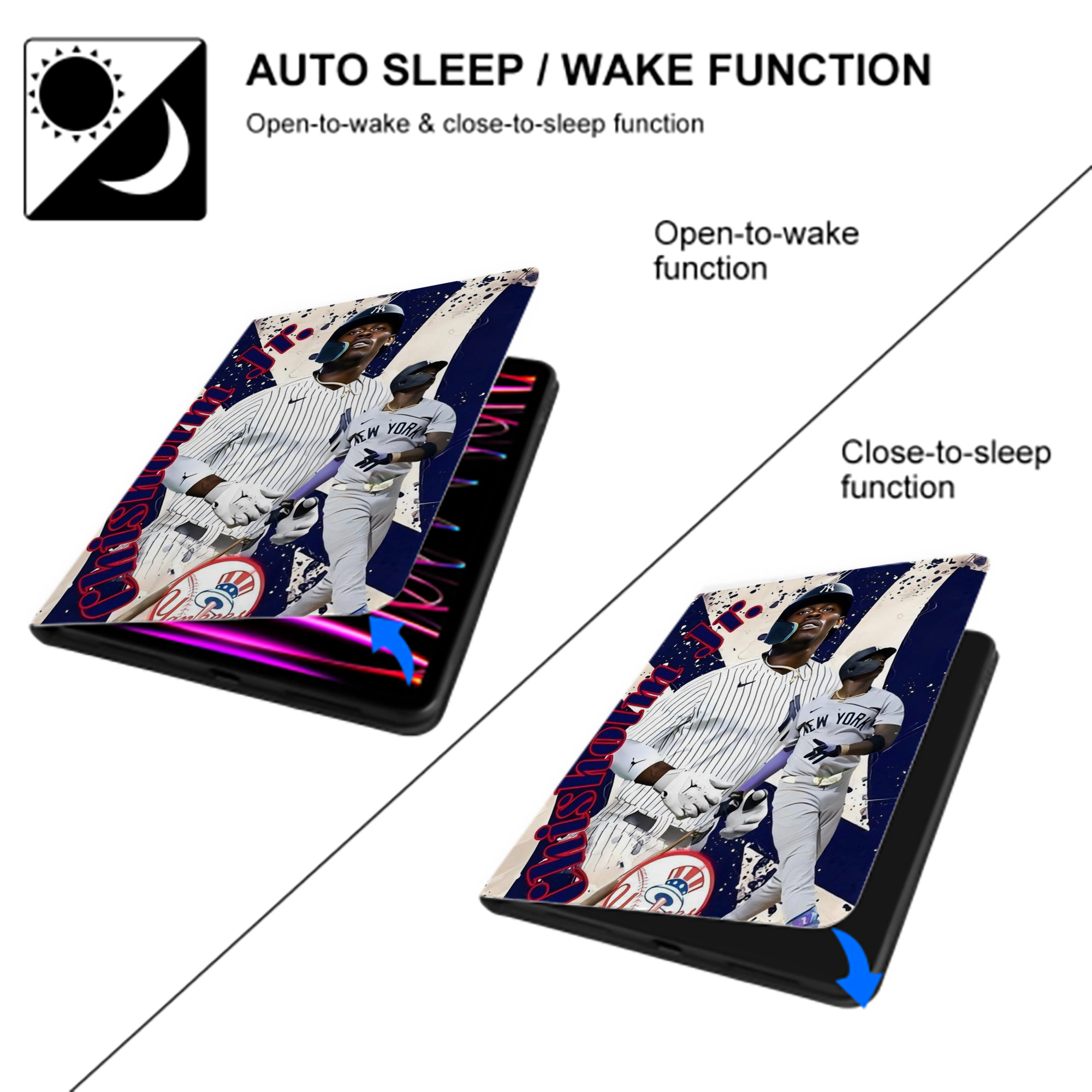 Jazz Chisholm Jr. 48 Premium Tri-Fold PU Leather & Silicone IPad Case With Pencil Slot – Fits 9.5,10.5,10.9 – Adjustable Stand, Slim, Protective