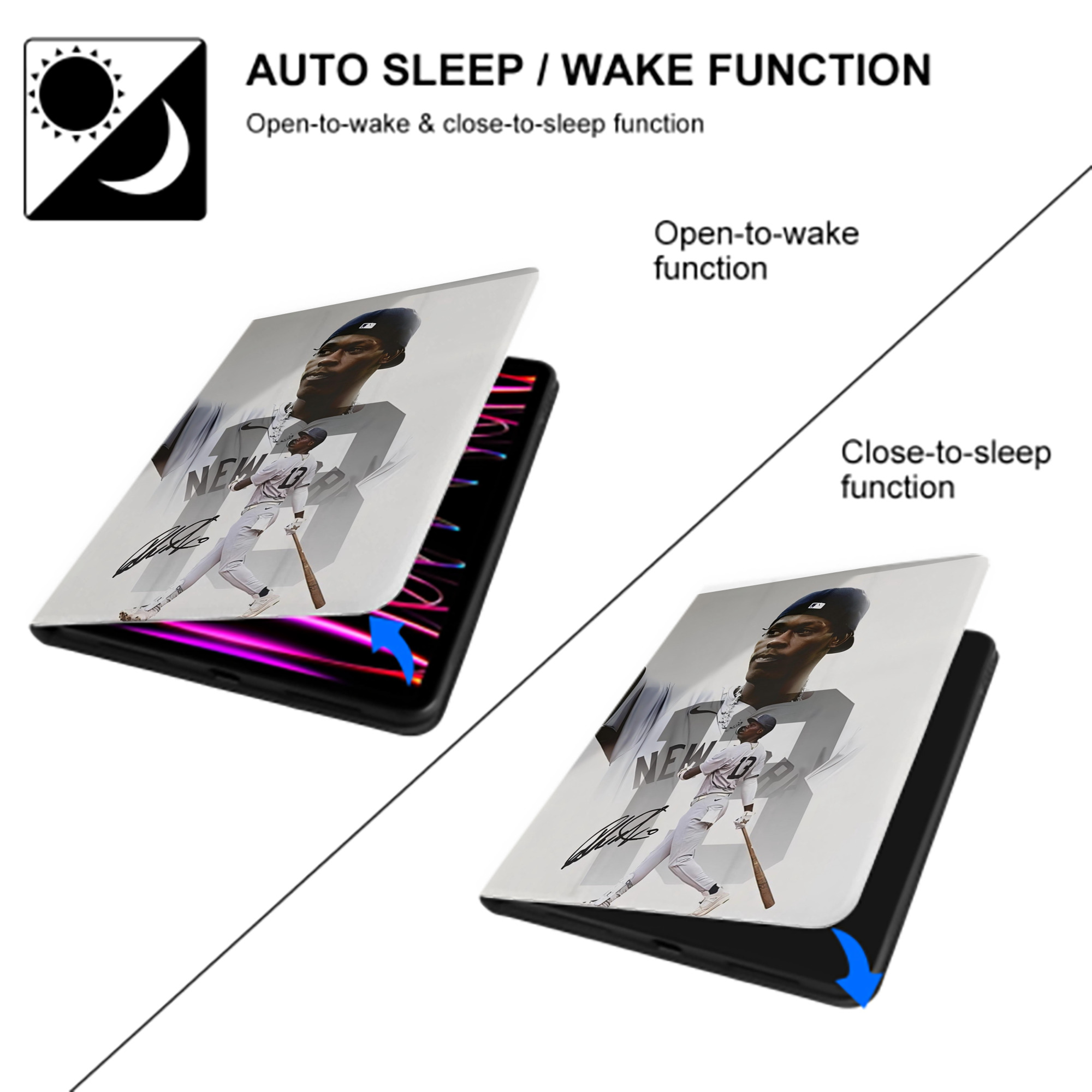 Jazz Chisholm Jr. 50 Premium Tri-Fold PU Leather & Silicone IPad Case With Pencil Slot – Fits 9.5,10.5,10.9 – Adjustable Stand, Slim, Protective