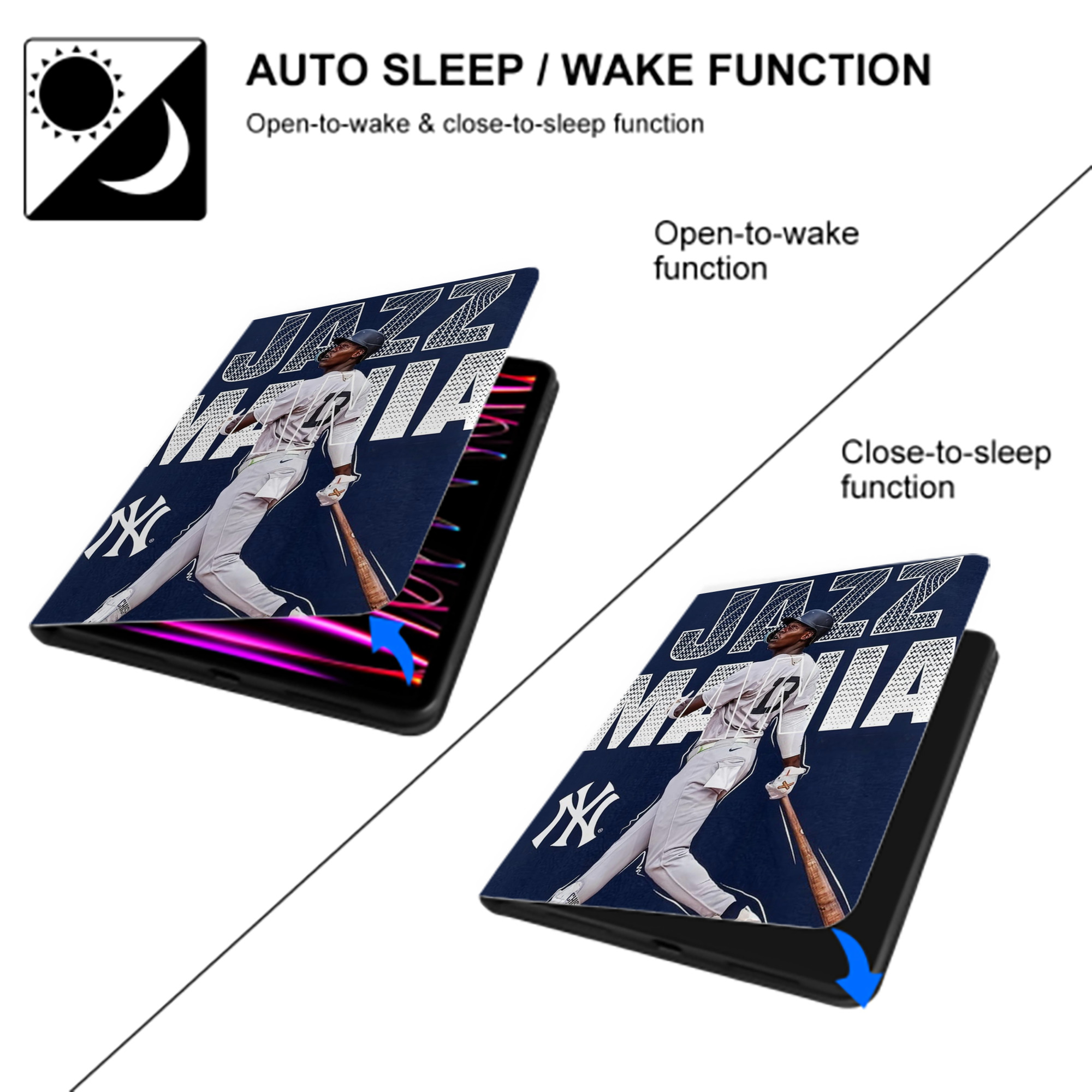 Jazz Chisholm Jr. 51 Premium Tri-Fold PU Leather & Silicone IPad Case With Pencil Slot – Fits 9.5,10.5,10.9 – Adjustable Stand, Slim, Protective