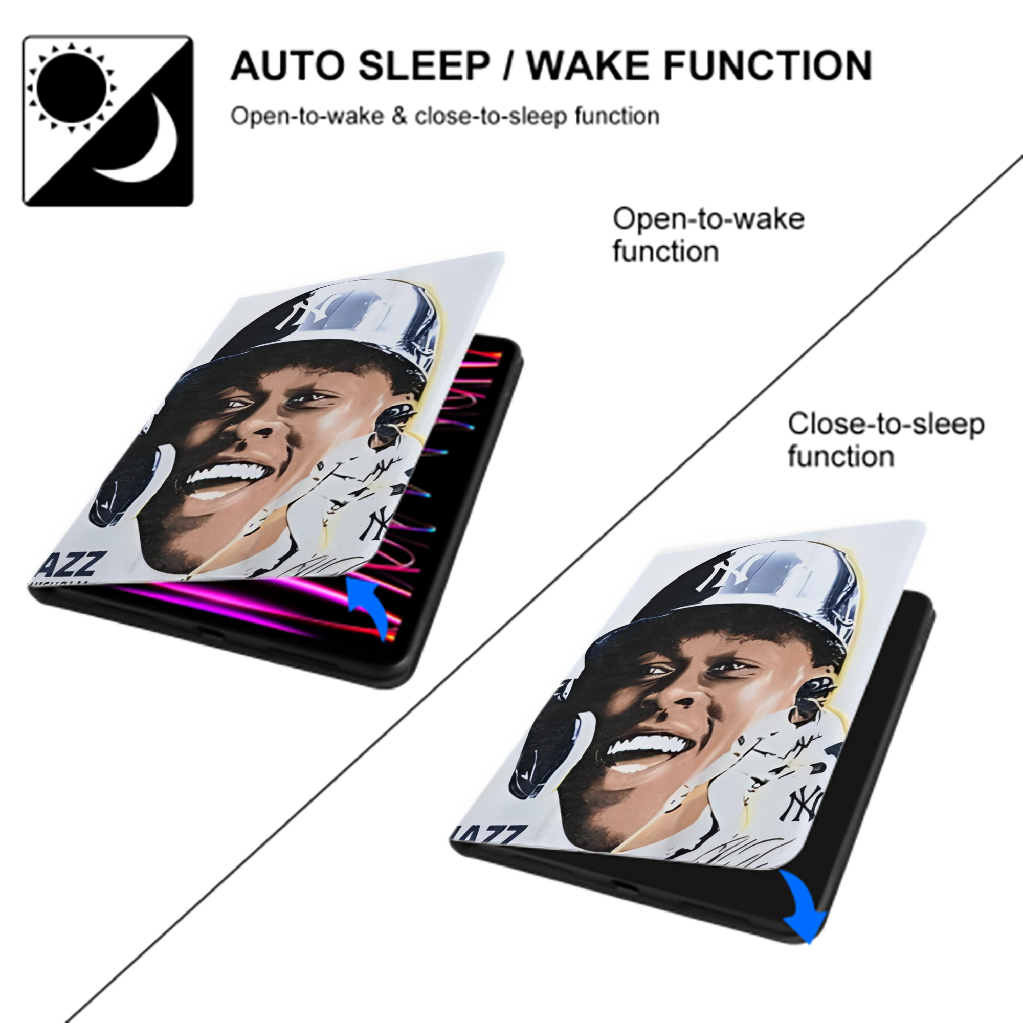 Jazz Chisholm Jr. 52 Premium Tri-Fold PU Leather & Silicone IPad Case With Pencil Slot – Fits 9.5,10.5,10.9 – Adjustable Stand, Slim, Protective