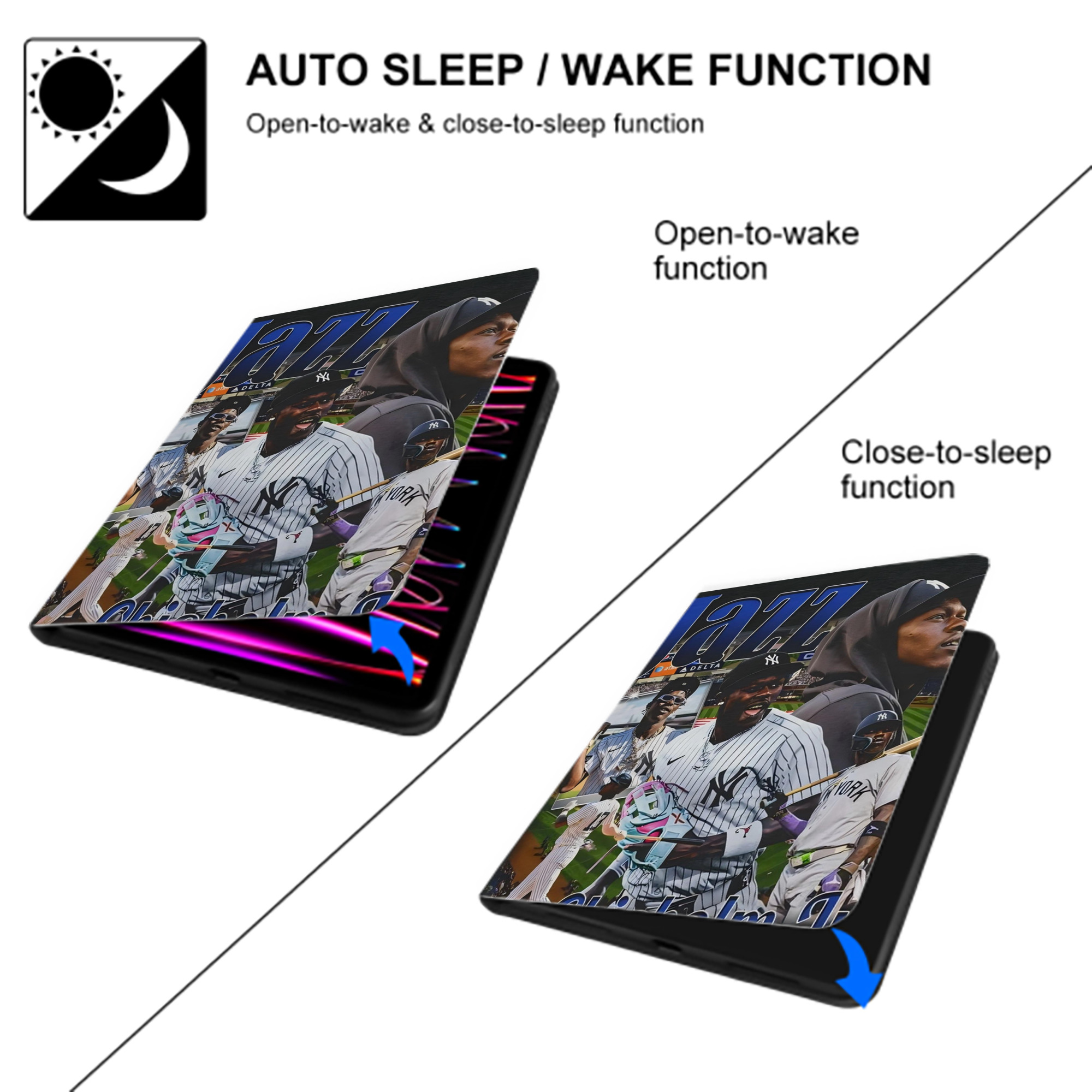 Jazz Chisholm Jr. 55 Premium Tri-Fold PU Leather & Silicone IPad Case With Pencil Slot – Fits 9.5,10.5,10.9 – Adjustable Stand, Slim, Protective