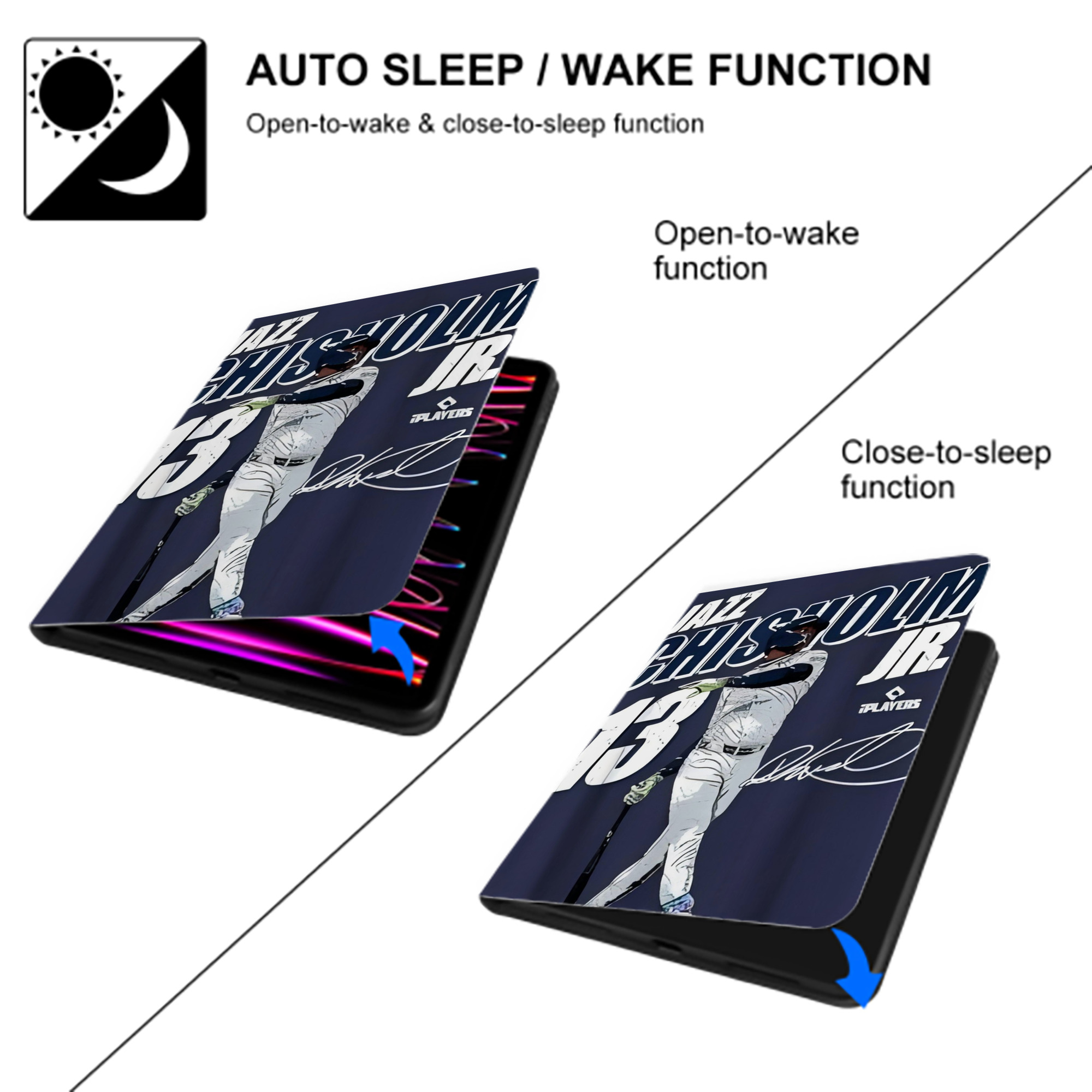 Jazz Chisholm Jr. 59 Premium Tri-Fold PU Leather & Silicone IPad Case With Pencil Slot – Fits 9.5,10.5,10.9 – Adjustable Stand, Slim, Protective