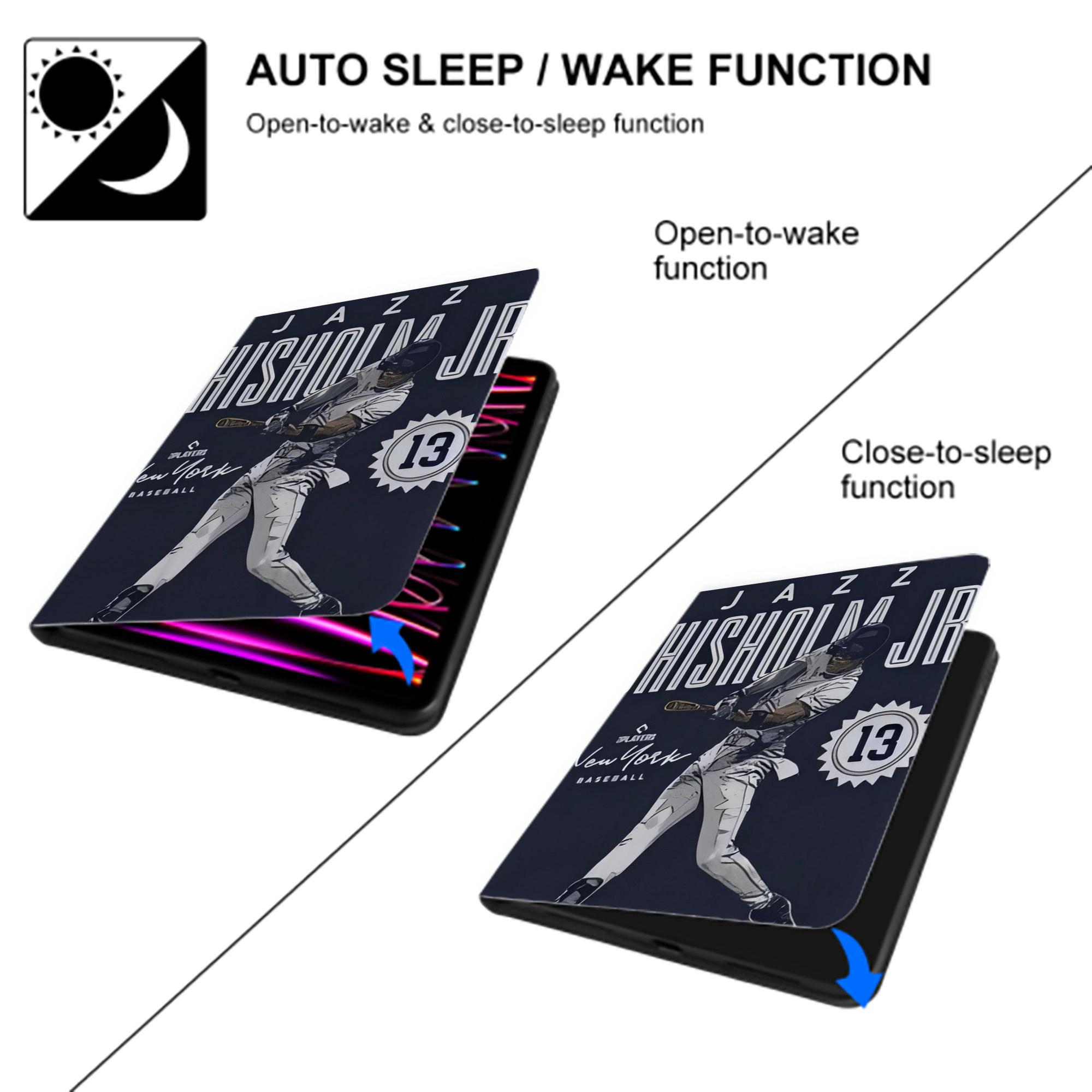 Jazz Chisholm Jr. 60 Premium Tri-Fold PU Leather & Silicone IPad Case With Pencil Slot – Fits 9.5,10.5,10.9 – Adjustable Stand, Slim, Protective