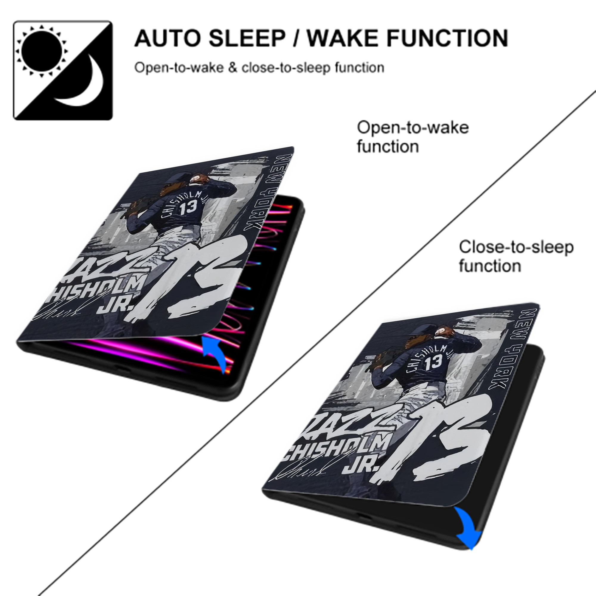 Jazz Chisholm Jr. 61 Premium Tri-Fold PU Leather & Silicone IPad Case With Pencil Slot – Fits 9.5,10.5,10.9 – Adjustable Stand, Slim, Protective