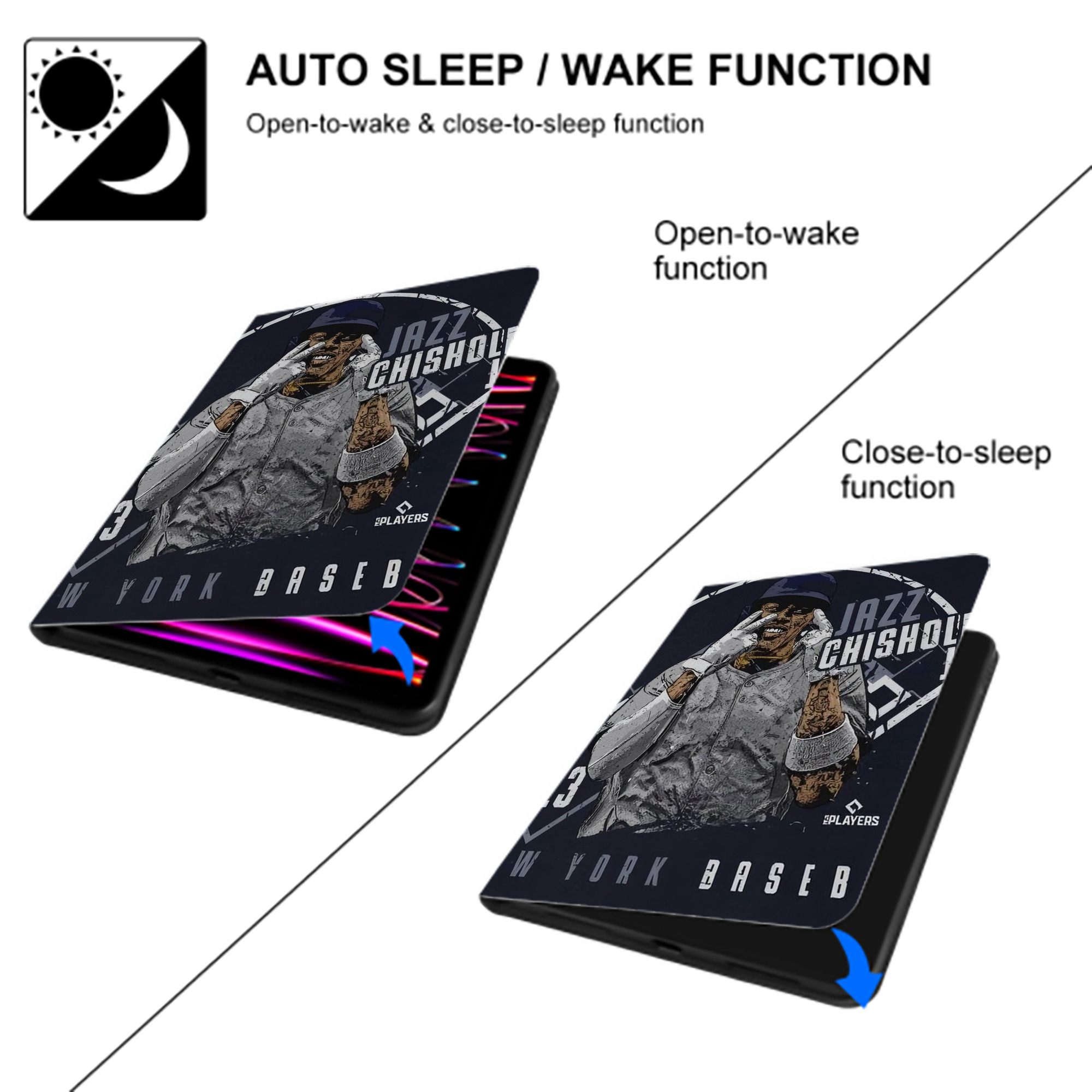 Jazz Chisholm Jr. 65 Premium Tri-Fold PU Leather & Silicone IPad Case With Pencil Slot – Fits 9.5,10.5,10.9 – Adjustable Stand, Slim, Protective