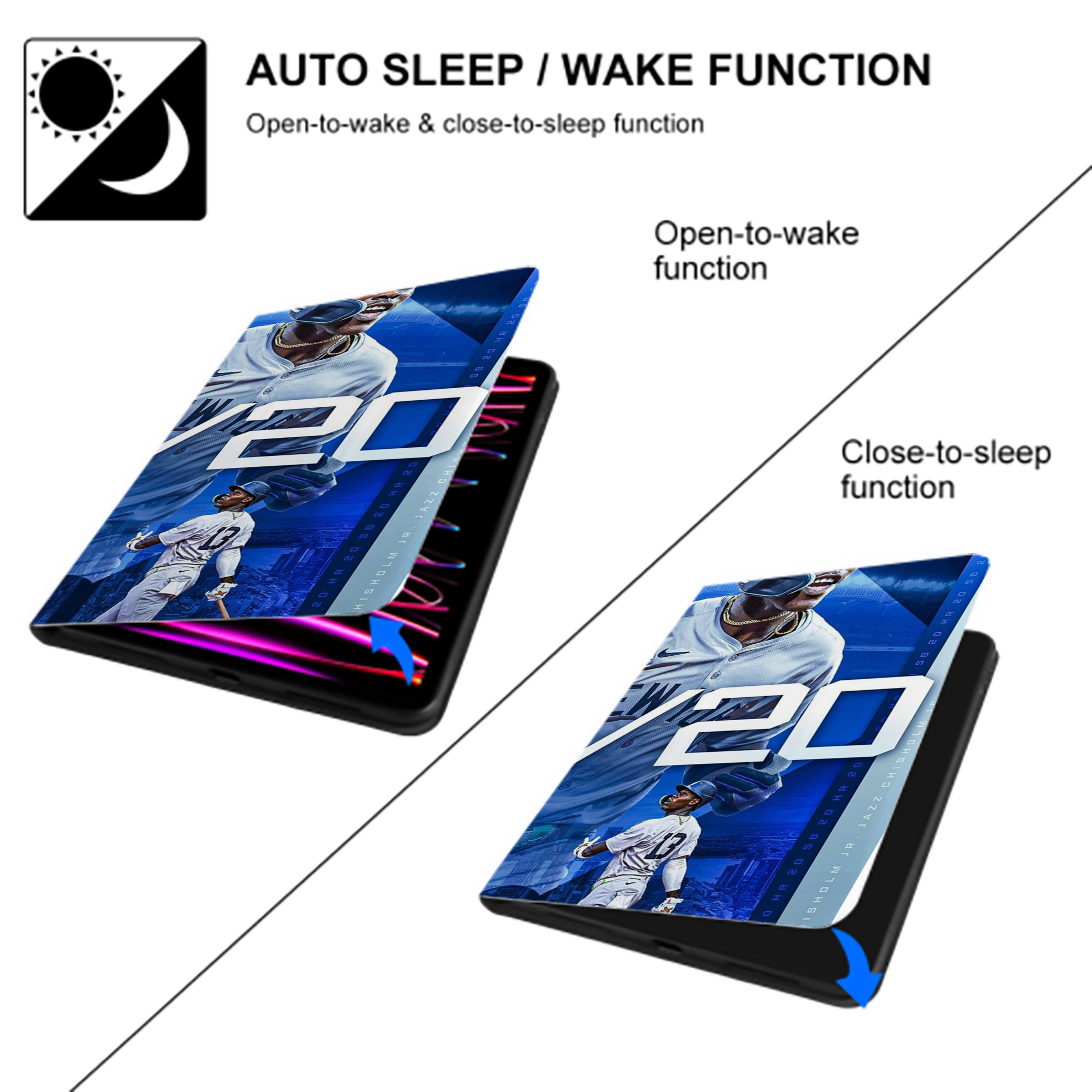 Jazz Chisholm Jr. 34 IPad Book-Style Case With Pencil Slot – Slim PU & TPU Cover – Full Protection, Precise Fit, Water & Scratch Resistant