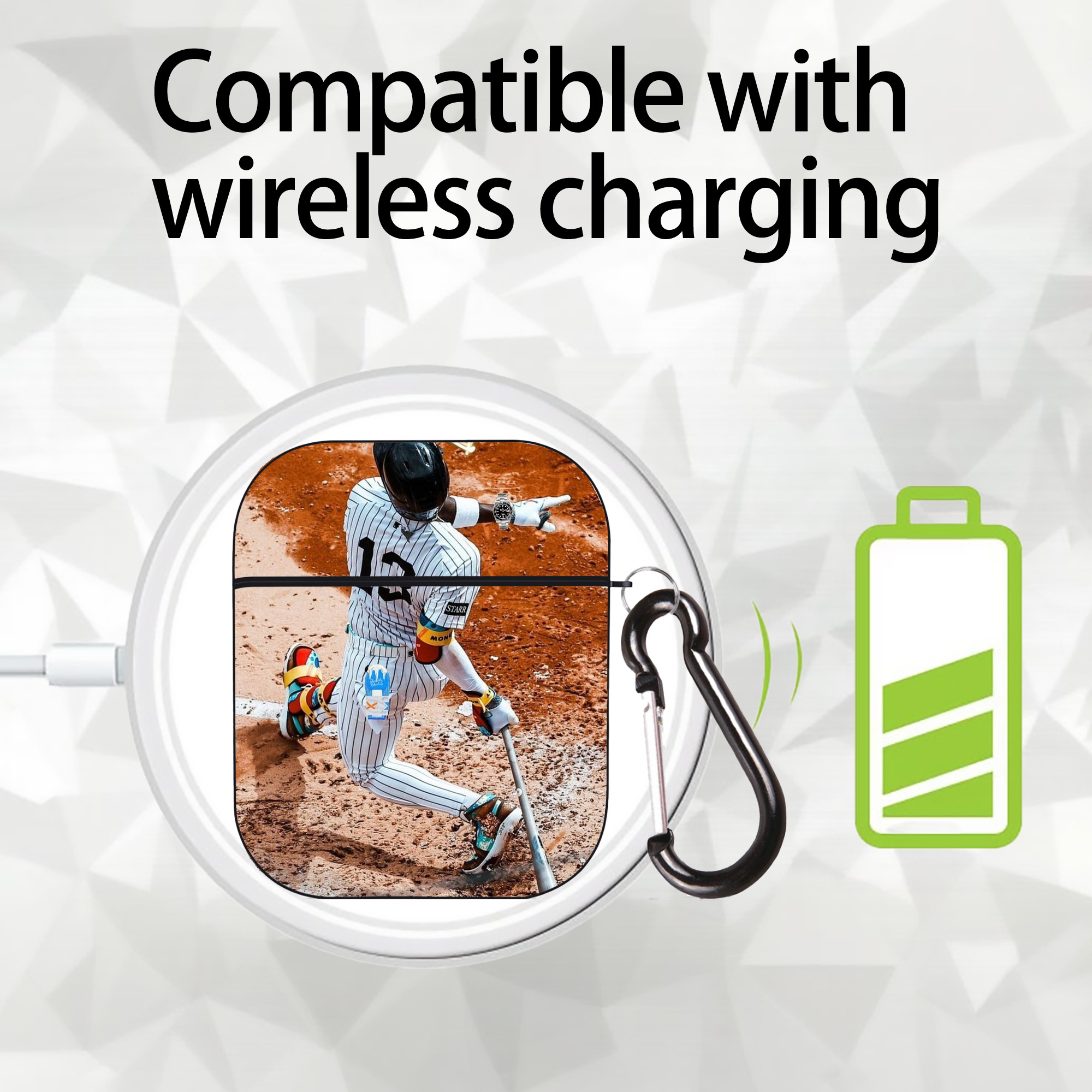 Jazz Chisholm Jr. 35 AirPods 2 Case Hard Shell Black, Flexible PC Material, Precise Cutouts, Full Protection, Anti-Fingerprint, Washable, Includes Keychain – Durable & Slim Design