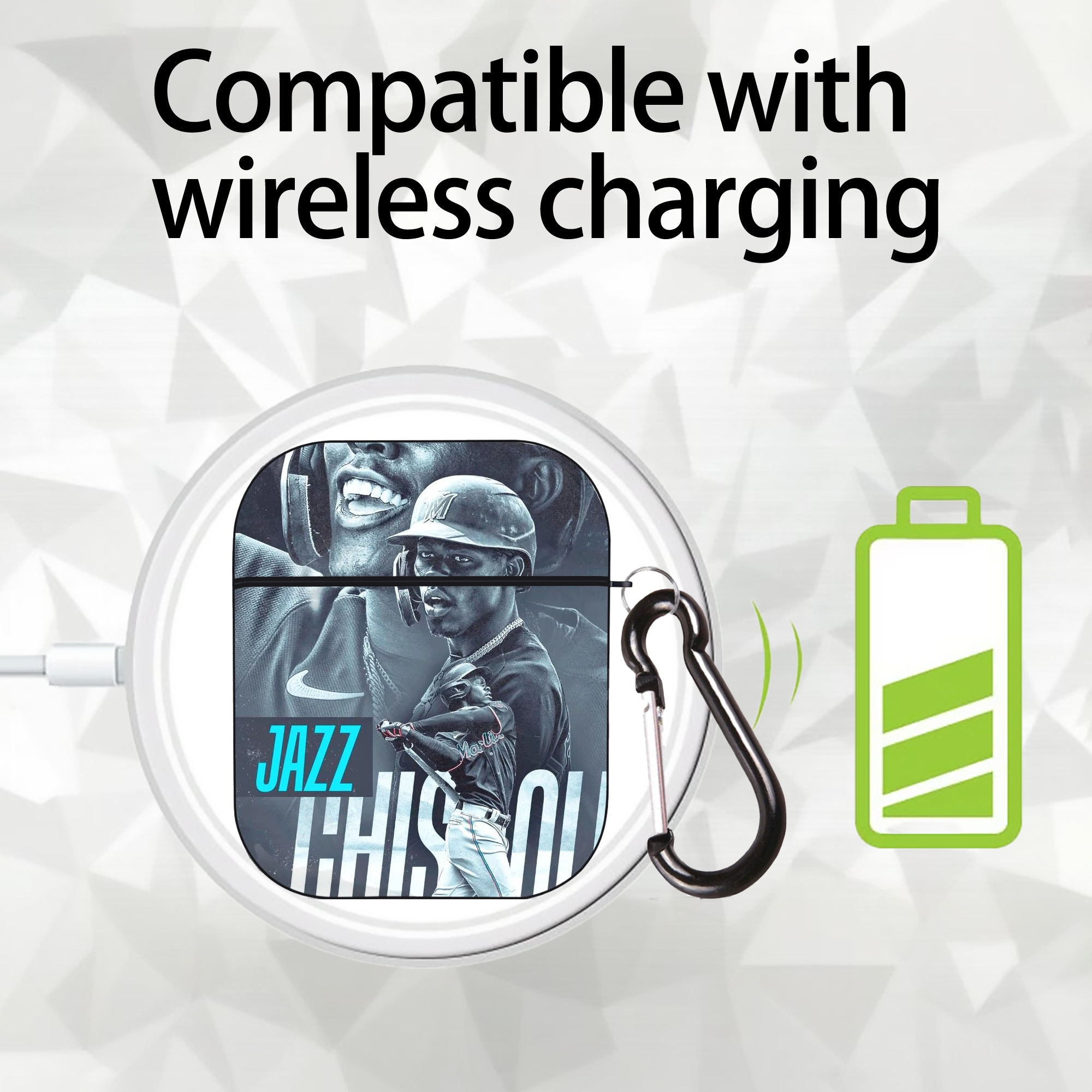 Jazz Chisholm Jr. 45 AirPods 2 Case Hard Shell Black, Flexible PC Material, Precise Cutouts, Full Protection, Anti-Fingerprint, Washable, Includes Keychain – Durable & Slim Design