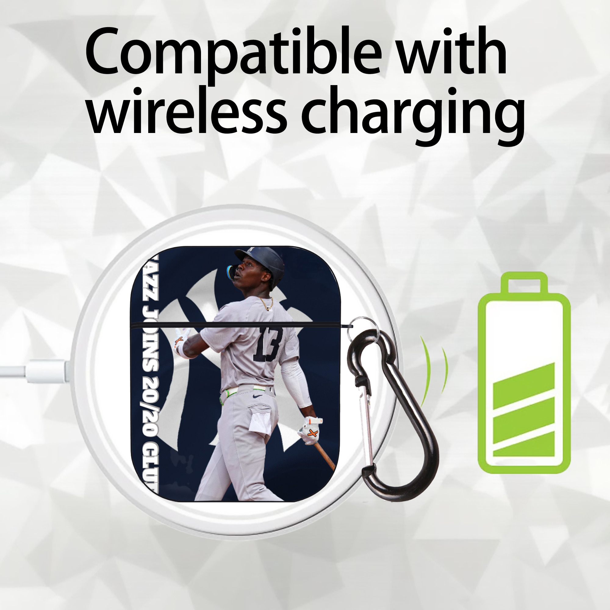 Jazz Chisholm Jr. 47 AirPods 2 Case Hard Shell Black, Flexible PC Material, Precise Cutouts, Full Protection, Anti-Fingerprint, Washable, Includes Keychain – Durable & Slim Design