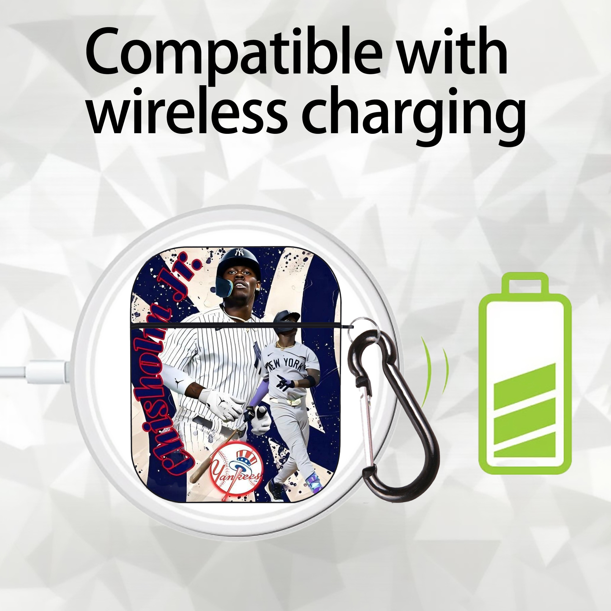 Jazz Chisholm Jr. 48 AirPods 2 Case Hard Shell Black, Flexible PC Material, Precise Cutouts, Full Protection, Anti-Fingerprint, Washable, Includes Keychain – Durable & Slim Design