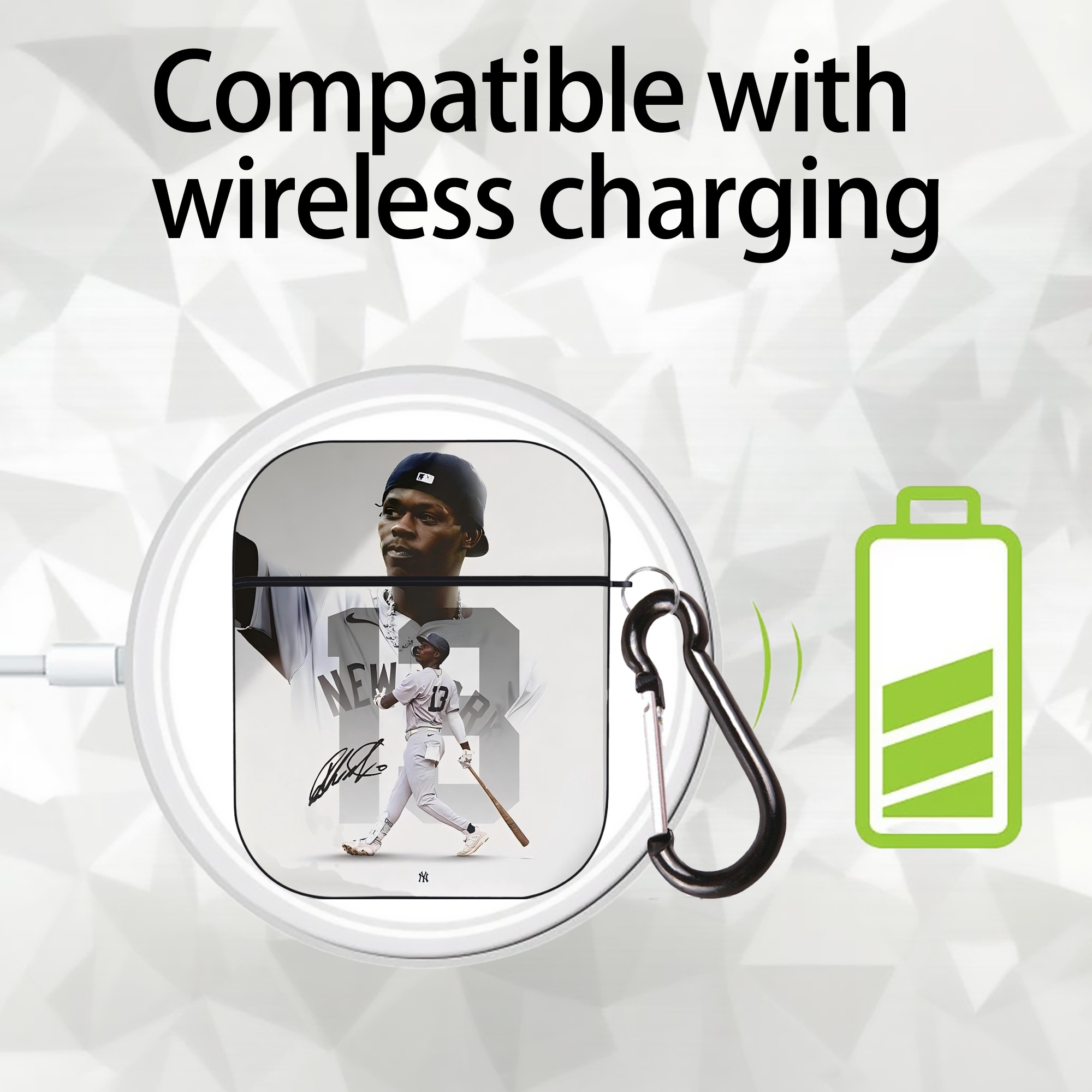 Jazz Chisholm Jr. 50 AirPods 2 Case Hard Shell Black, Flexible PC Material, Precise Cutouts, Full Protection, Anti-Fingerprint, Washable, Includes Keychain – Durable & Slim Design