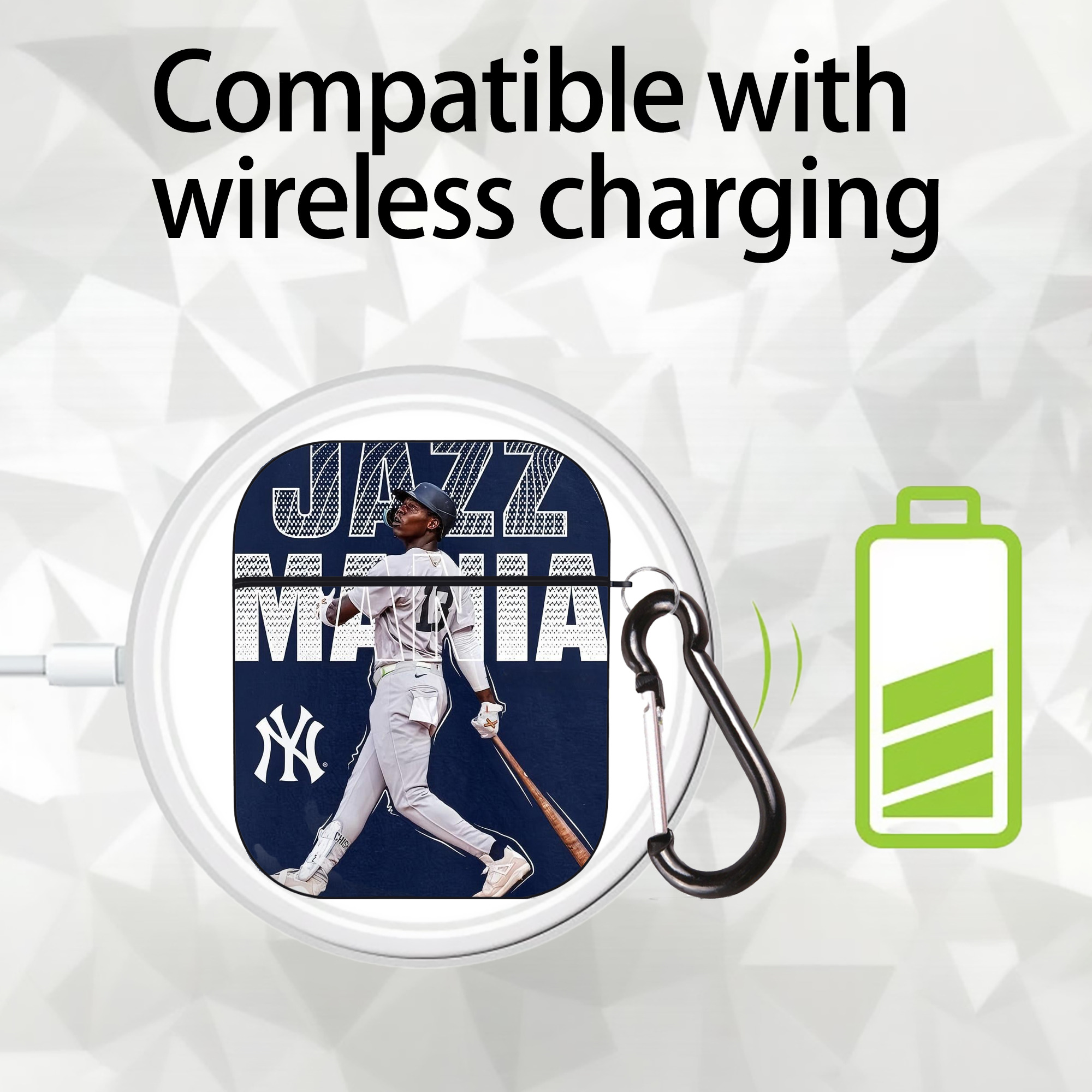 Jazz Chisholm Jr. 51 AirPods 2 Case Hard Shell Black, Flexible PC Material, Precise Cutouts, Full Protection, Anti-Fingerprint, Washable, Includes Keychain – Durable & Slim Design