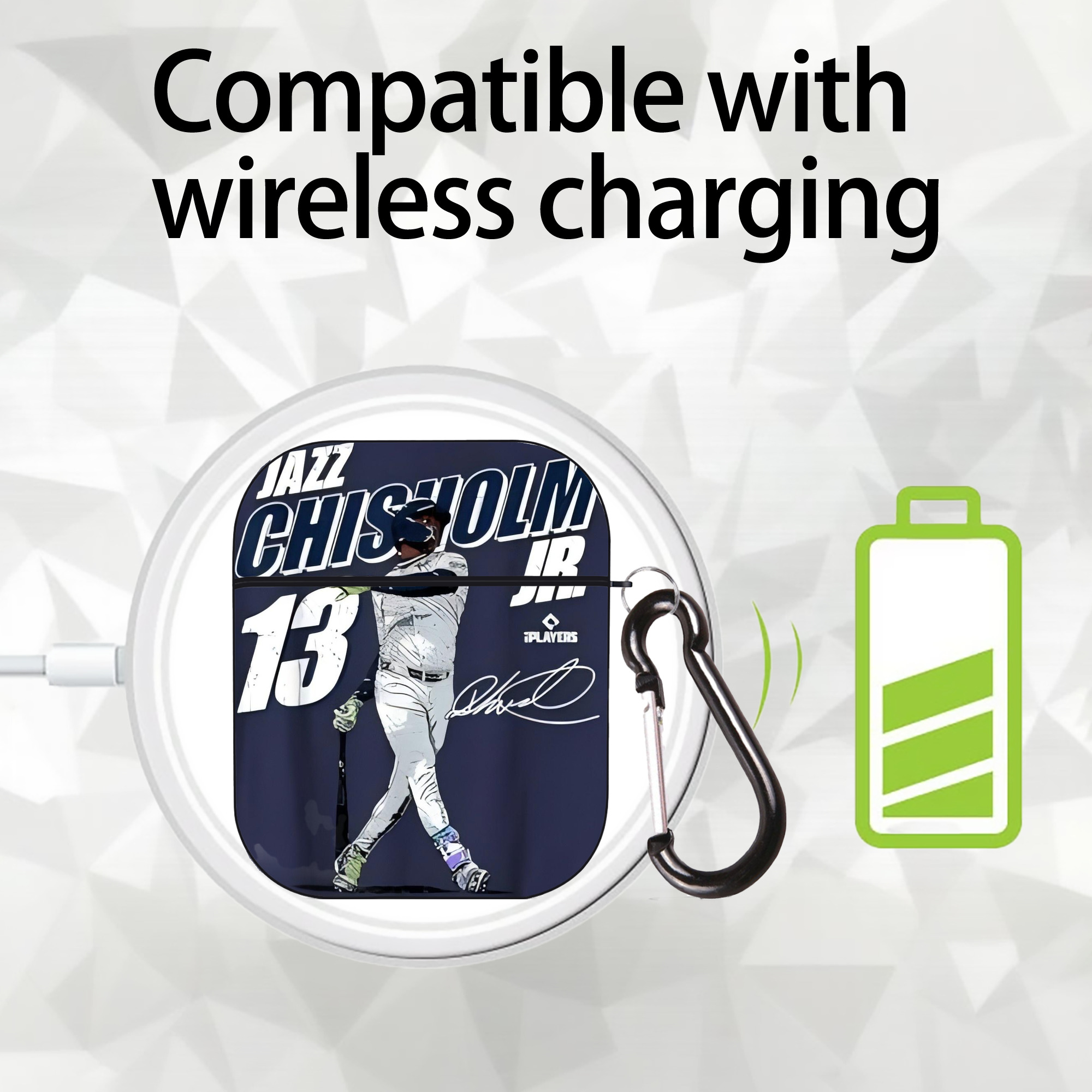 Jazz Chisholm Jr. 59 AirPods 2 Case Hard Shell Black, Flexible PC Material, Precise Cutouts, Full Protection, Anti-Fingerprint, Washable, Includes Keychain – Durable & Slim Design