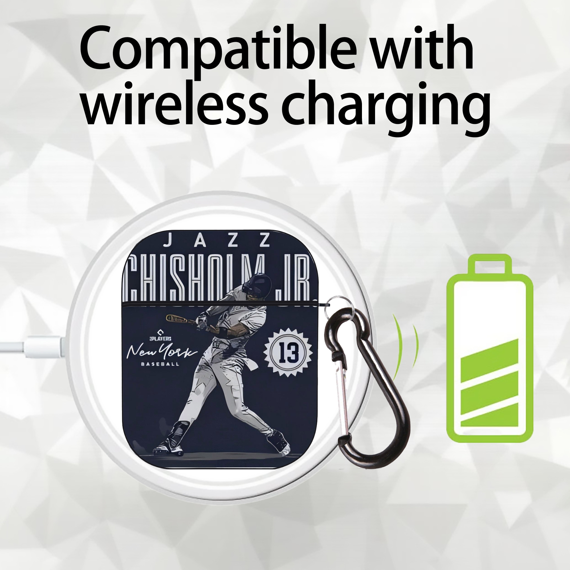 Jazz Chisholm Jr. 60 AirPods 2 Case Hard Shell Black, Flexible PC Material, Precise Cutouts, Full Protection, Anti-Fingerprint, Washable, Includes Keychain – Durable & Slim Design